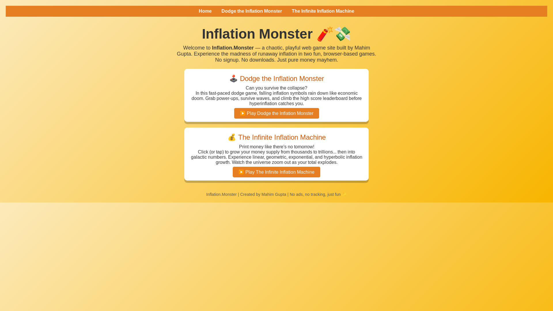 website screenshot of https://inflation.monster/
