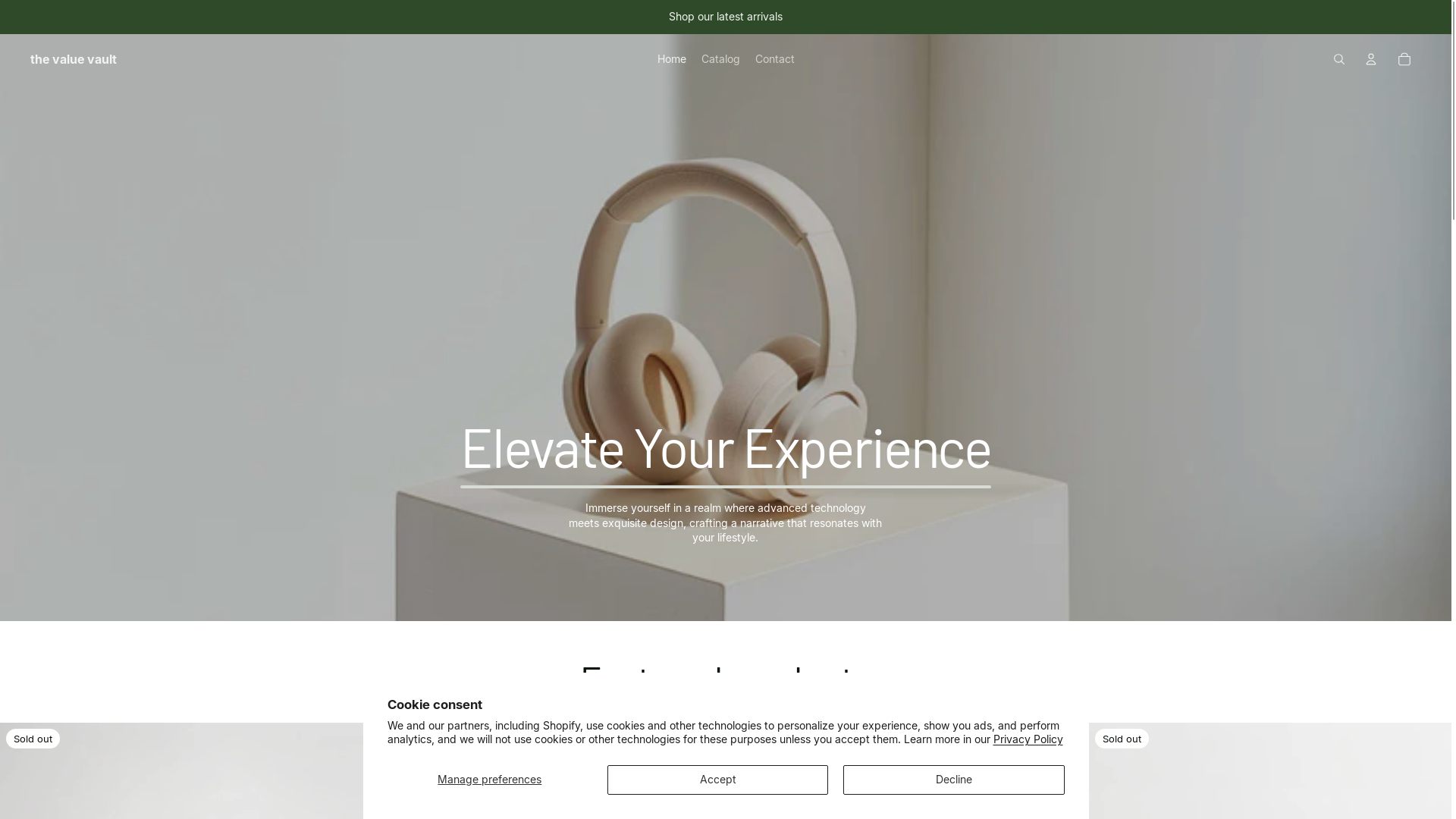 website screenshot of https://thevaluevault12.store/