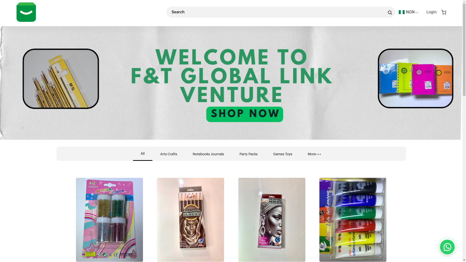 website screenshot of https://fandtstationery.com.ng/