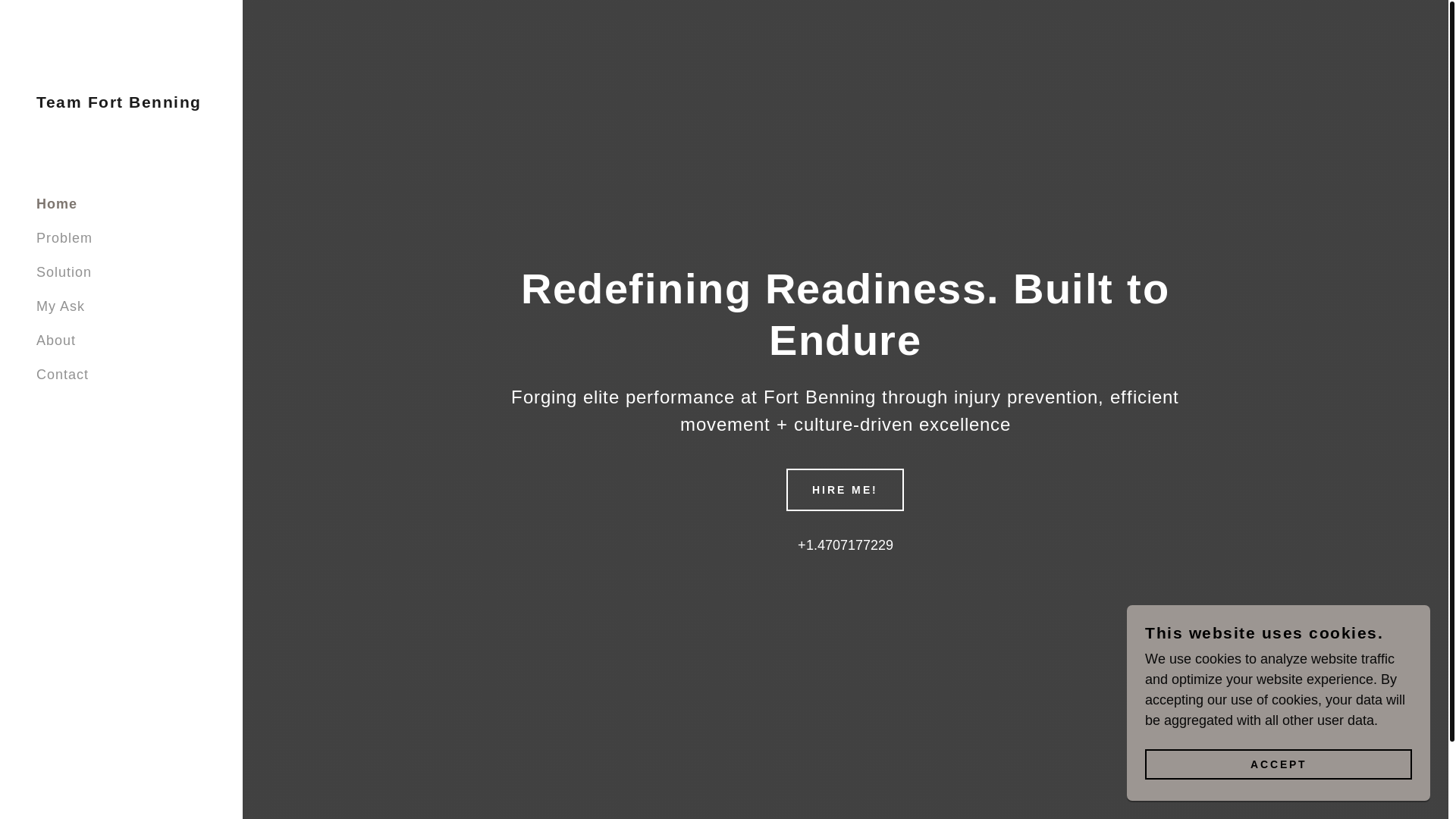 website screenshot of https://teamfortbenning.com/