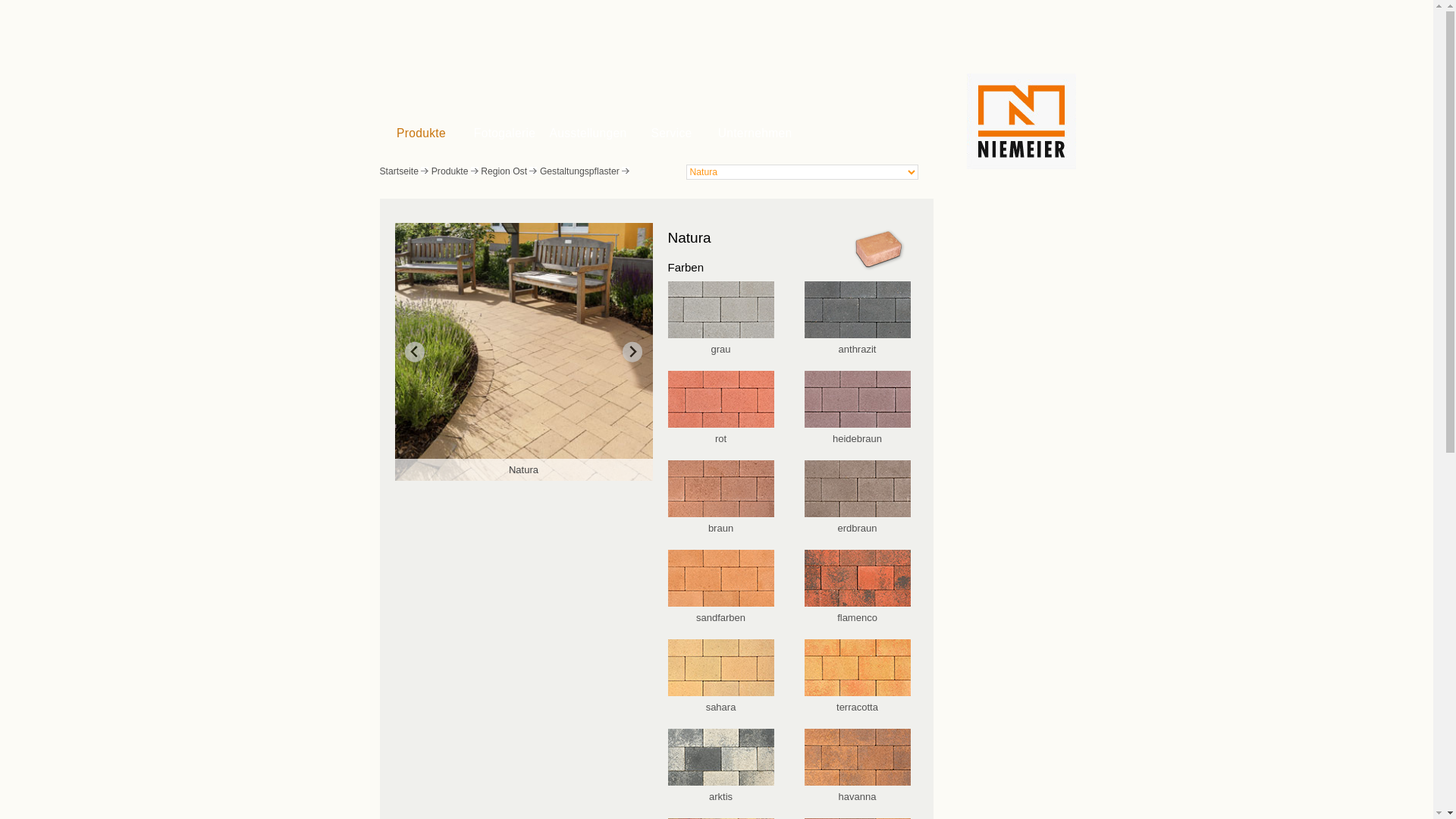 website screenshot of https://www.pflastersteine.de/produkte/ost/natura/farben.htm