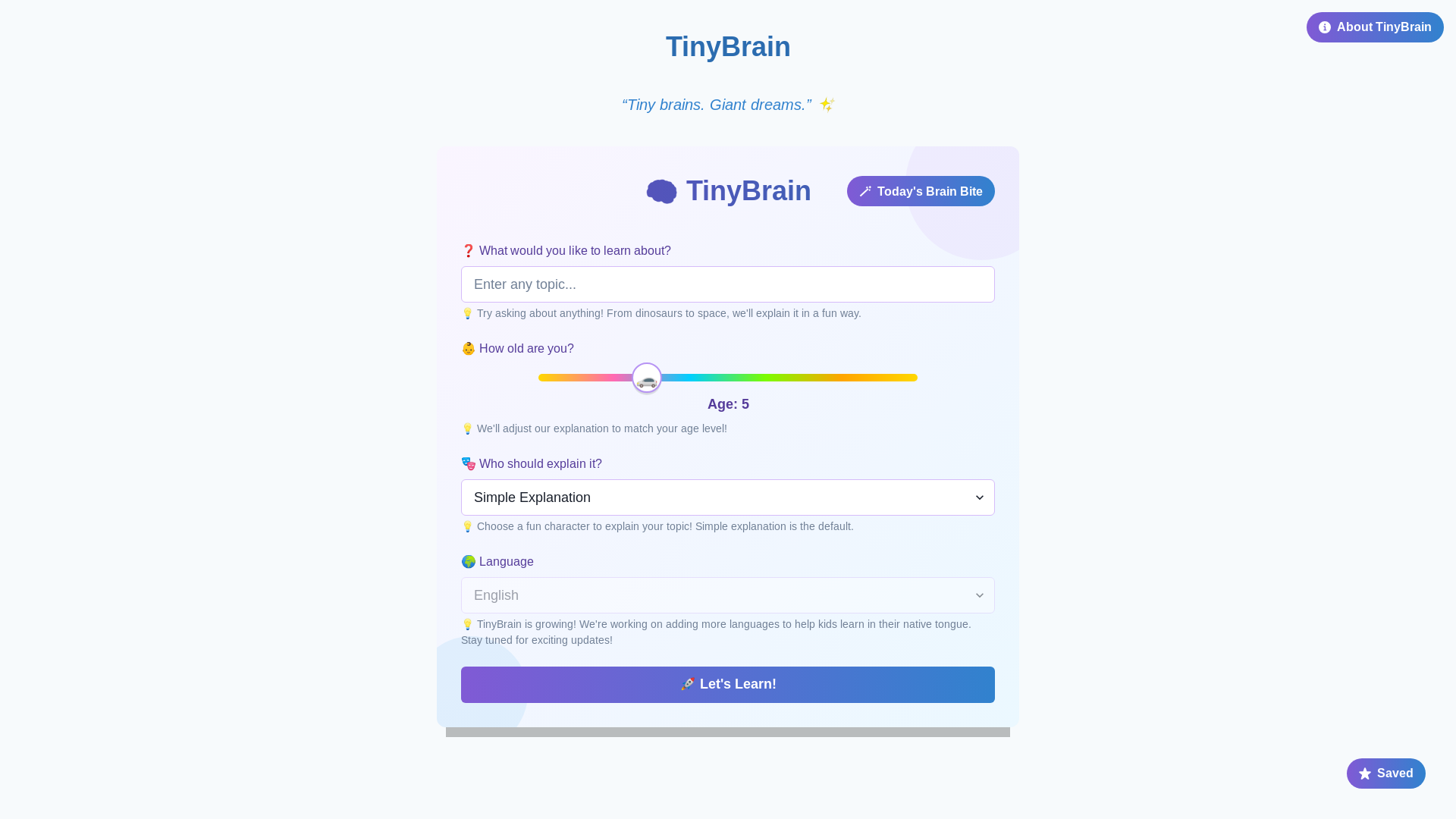 website screenshot of https://tinybrains.pages.dev/