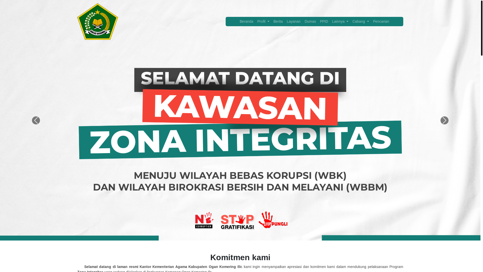 website screenshot of https://kemenagogankomeringilir.org/