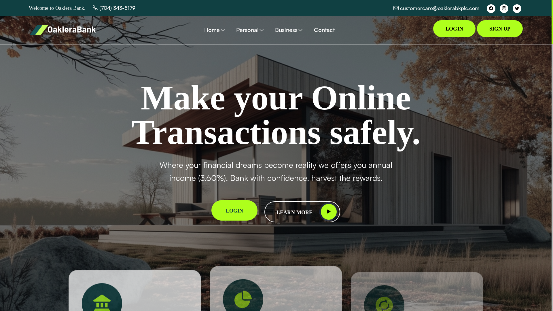 website screenshot of https://oaklerabkplc.com/