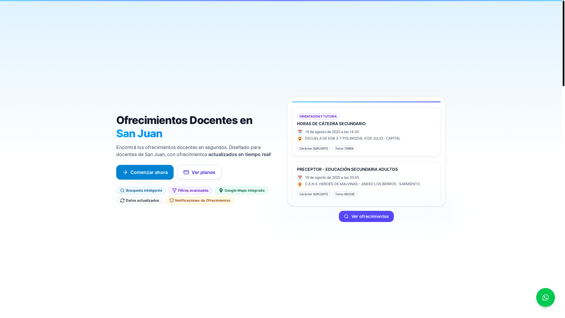 website screenshot of https://ofrecimientos-docentes.com.ar/