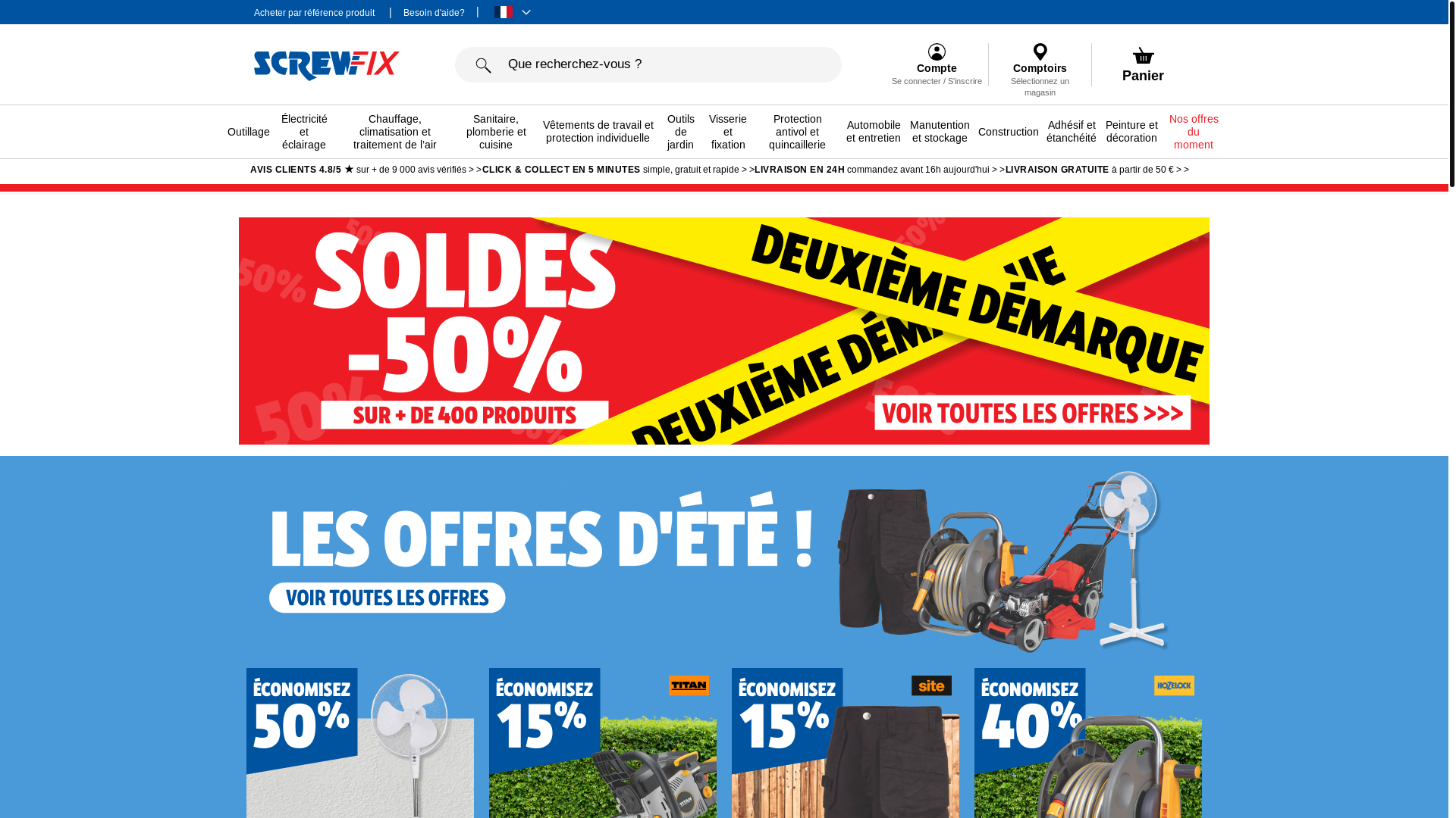 website screenshot of https://screwfix.fr/