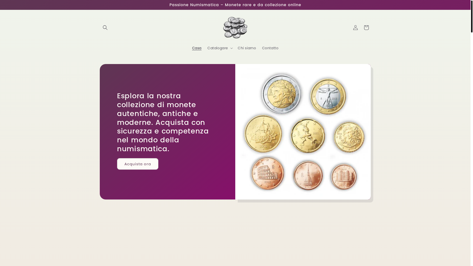 website screenshot of https://passionenumismatica.shop/