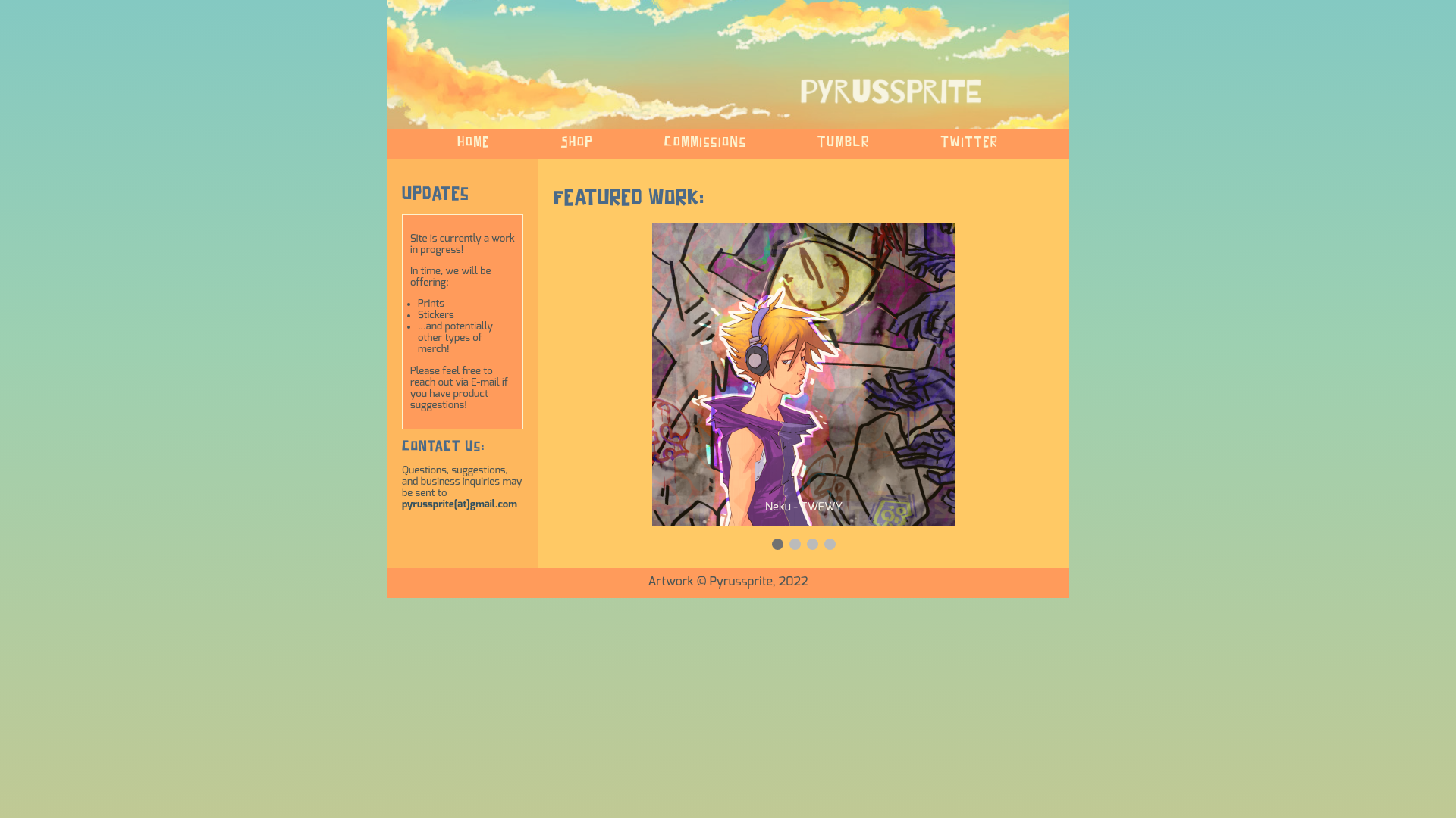 website screenshot of https://pyrusspite.art/