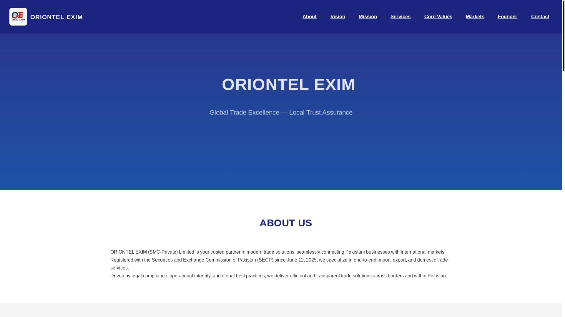 website screenshot of https://oriontelexim.com/