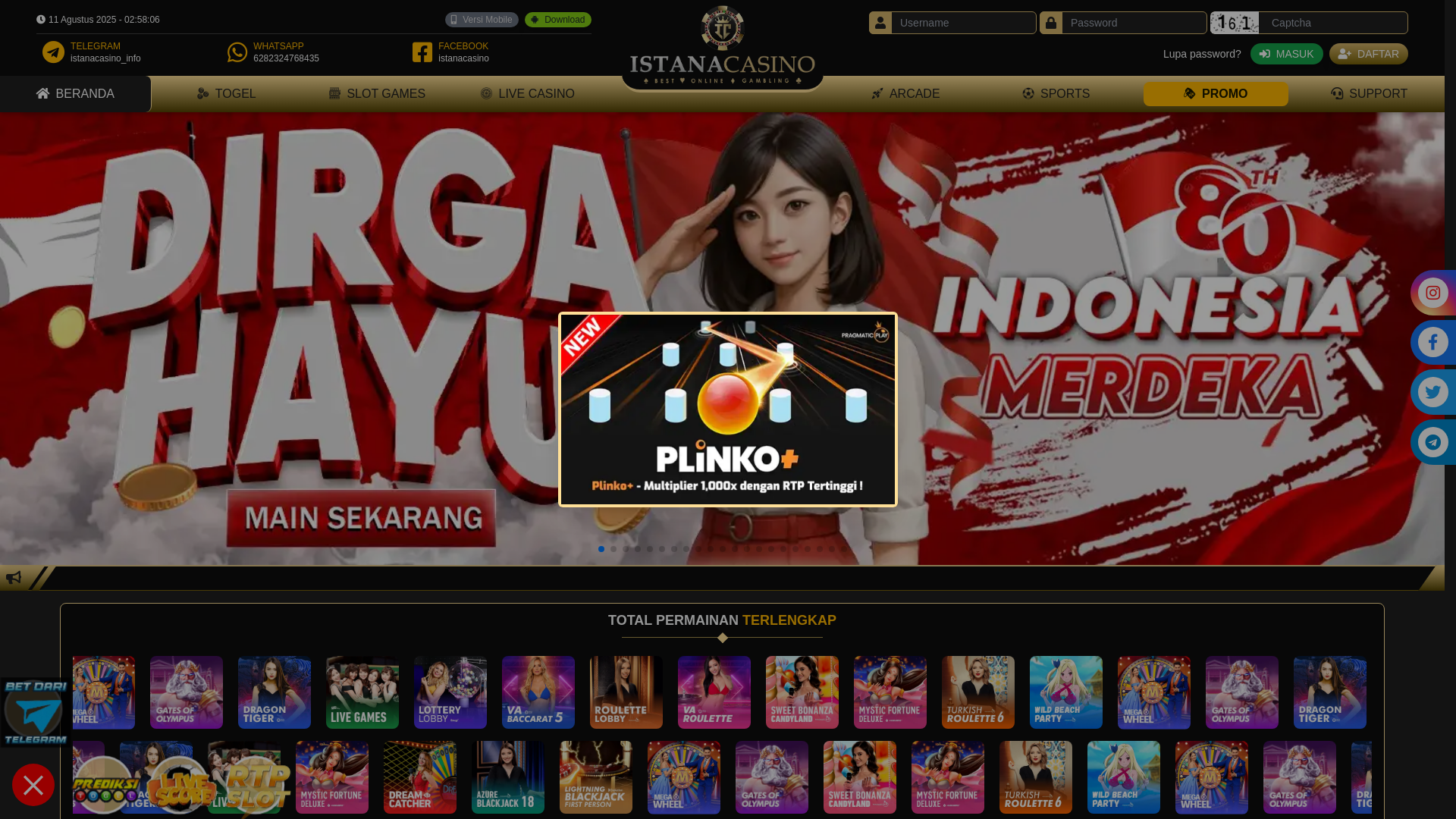 website screenshot of https://istana-casino.digital/