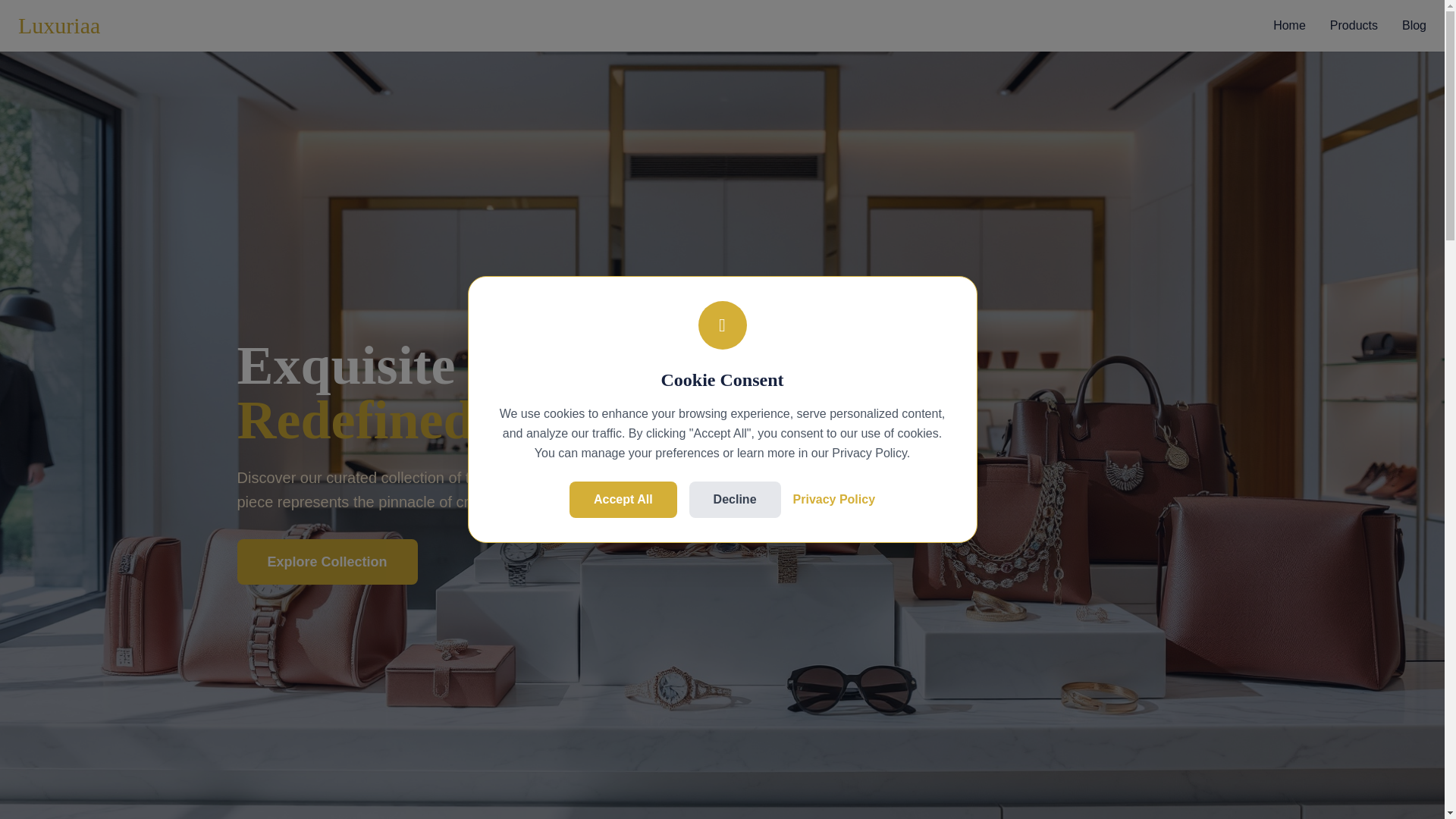 website screenshot of https://luxuriaa.online/