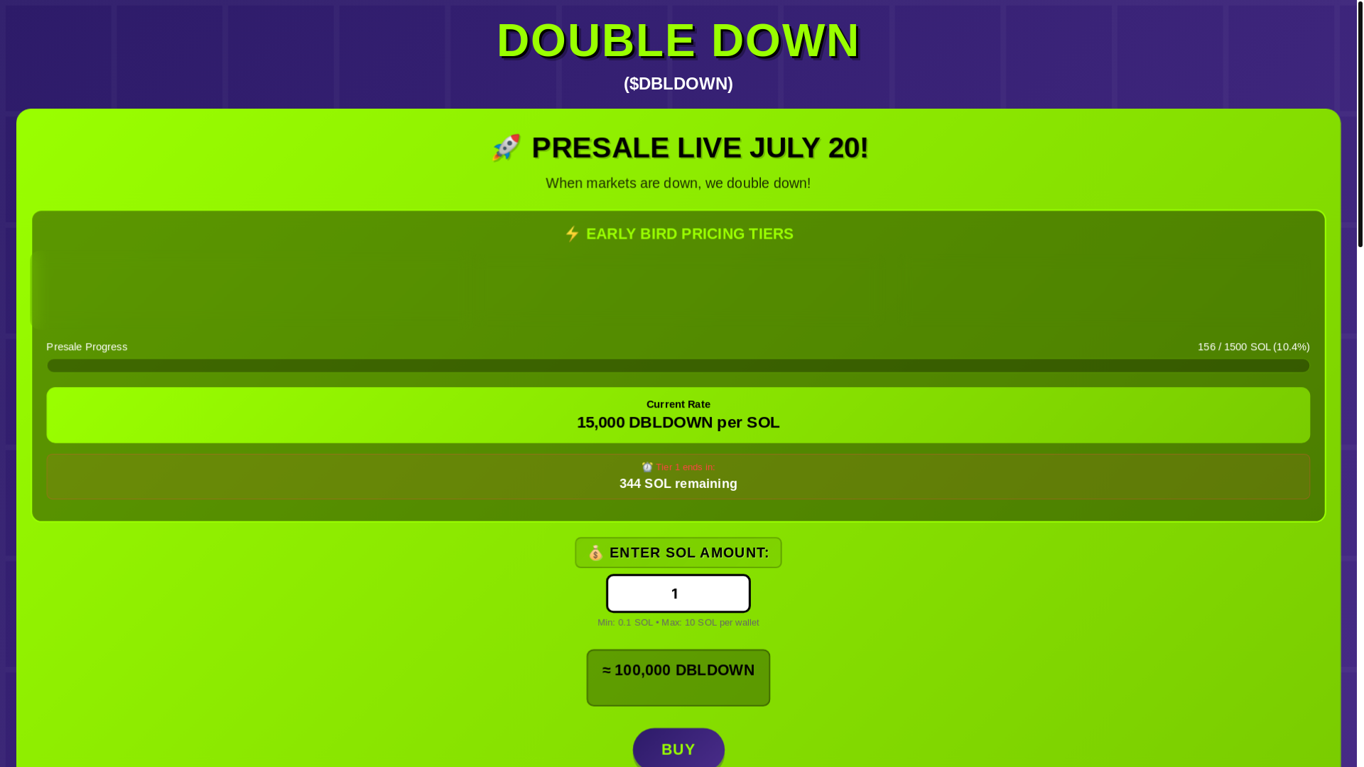 website screenshot of https://doubledowntoken.com/