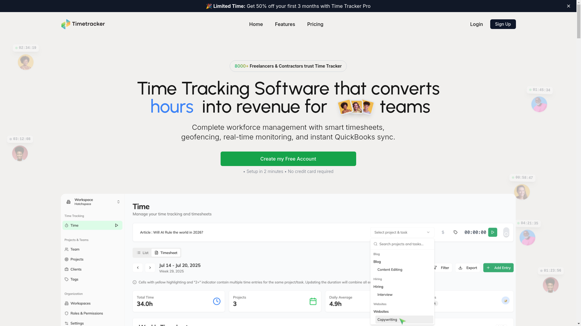 website screenshot of https://timetracker-marketing.pages.dev/