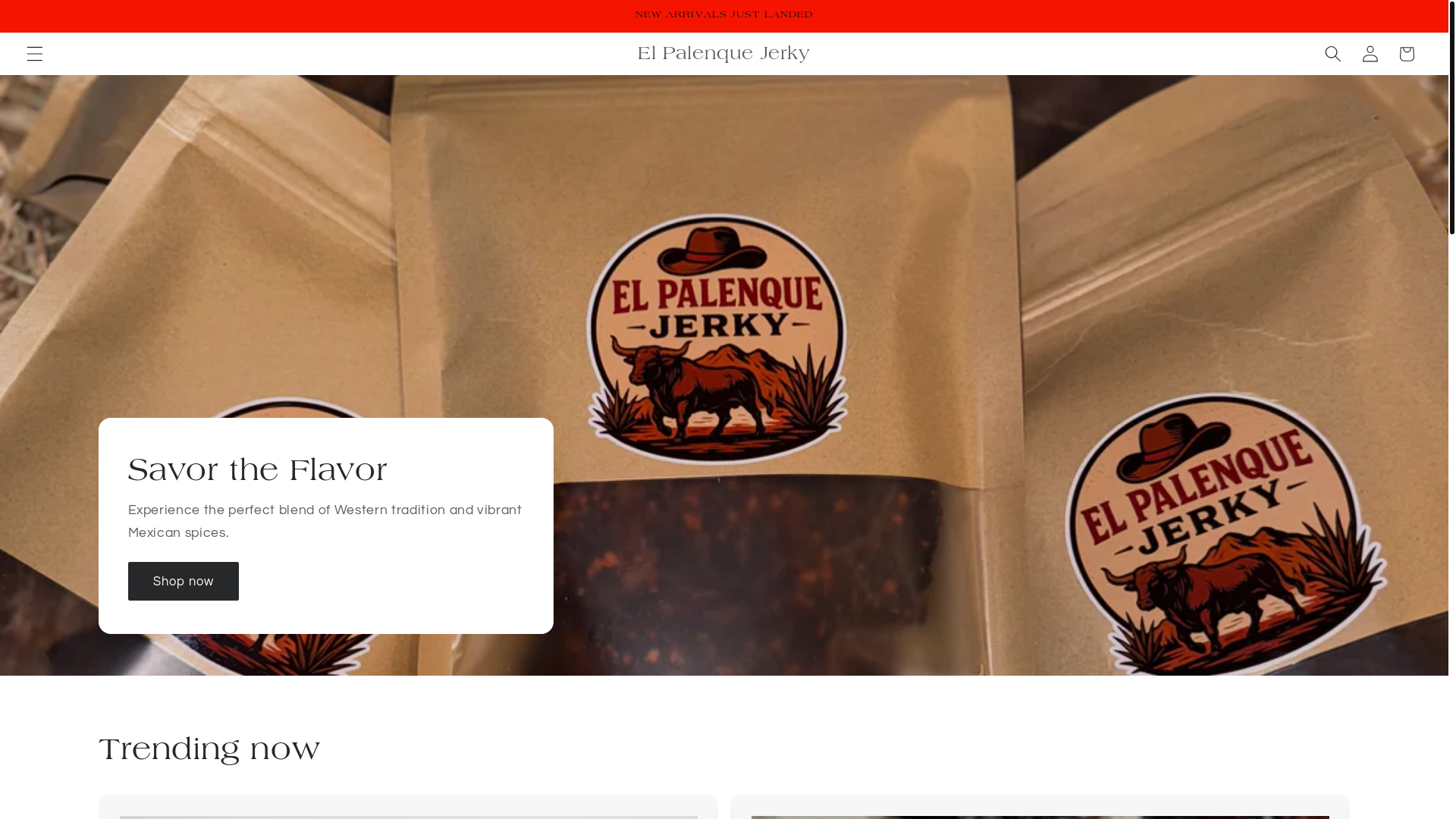 website screenshot of https://elpalenquejerky.com/