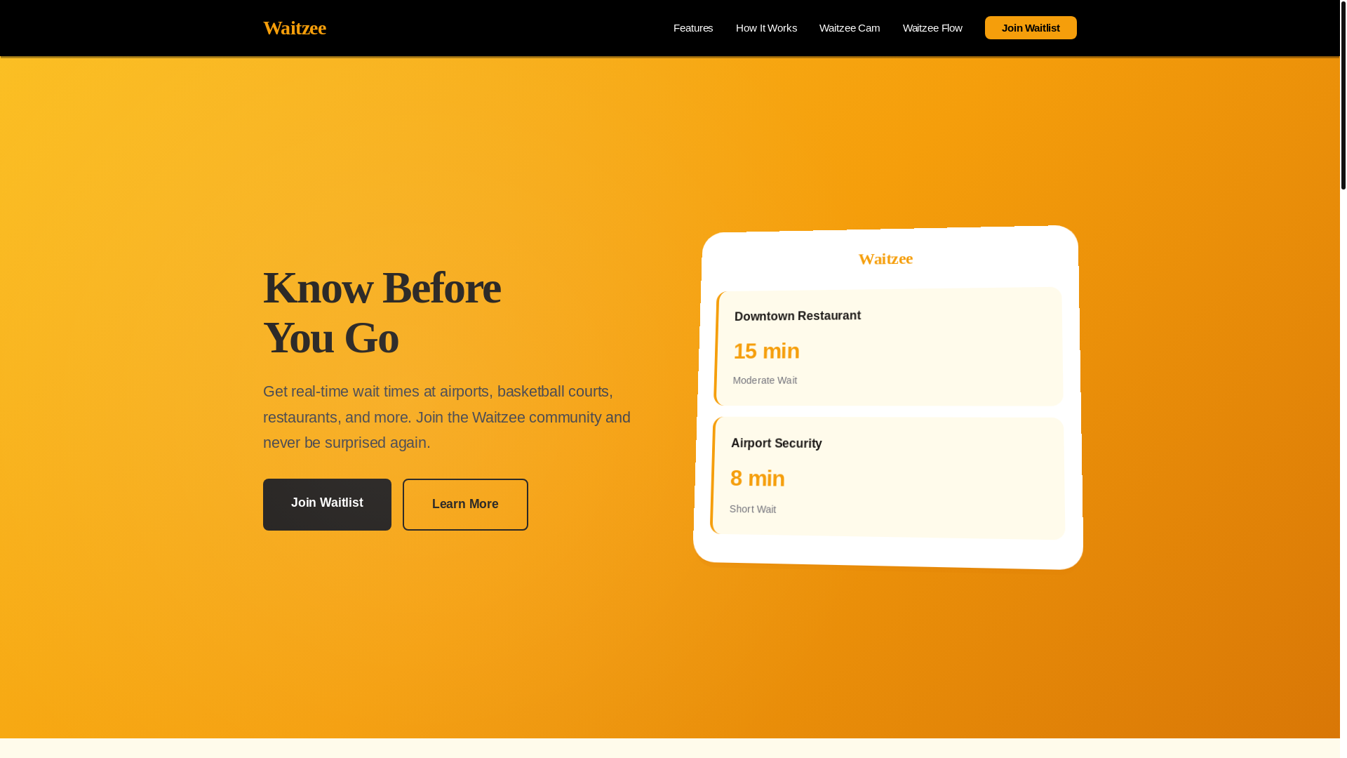 website screenshot of https://waitzee.com/