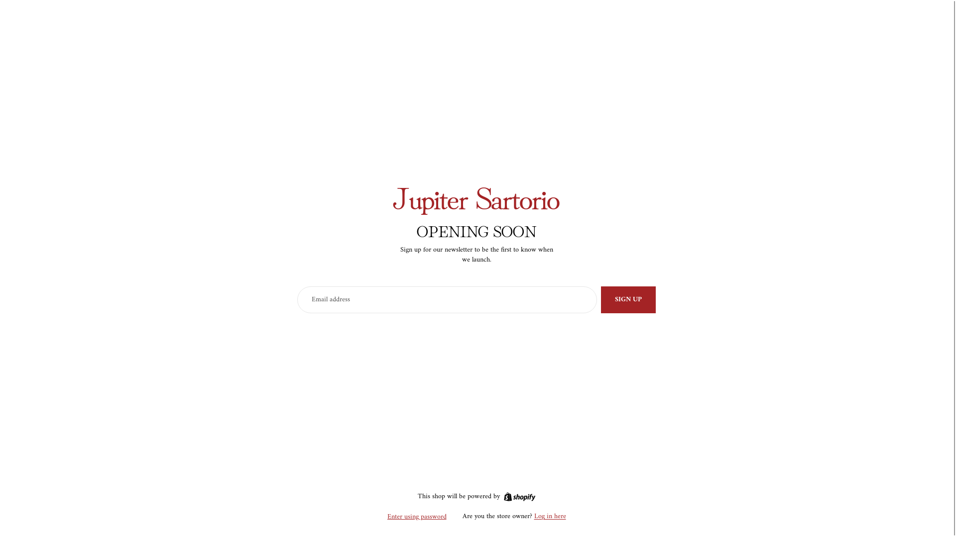 website screenshot of https://jupitersartorio.com/