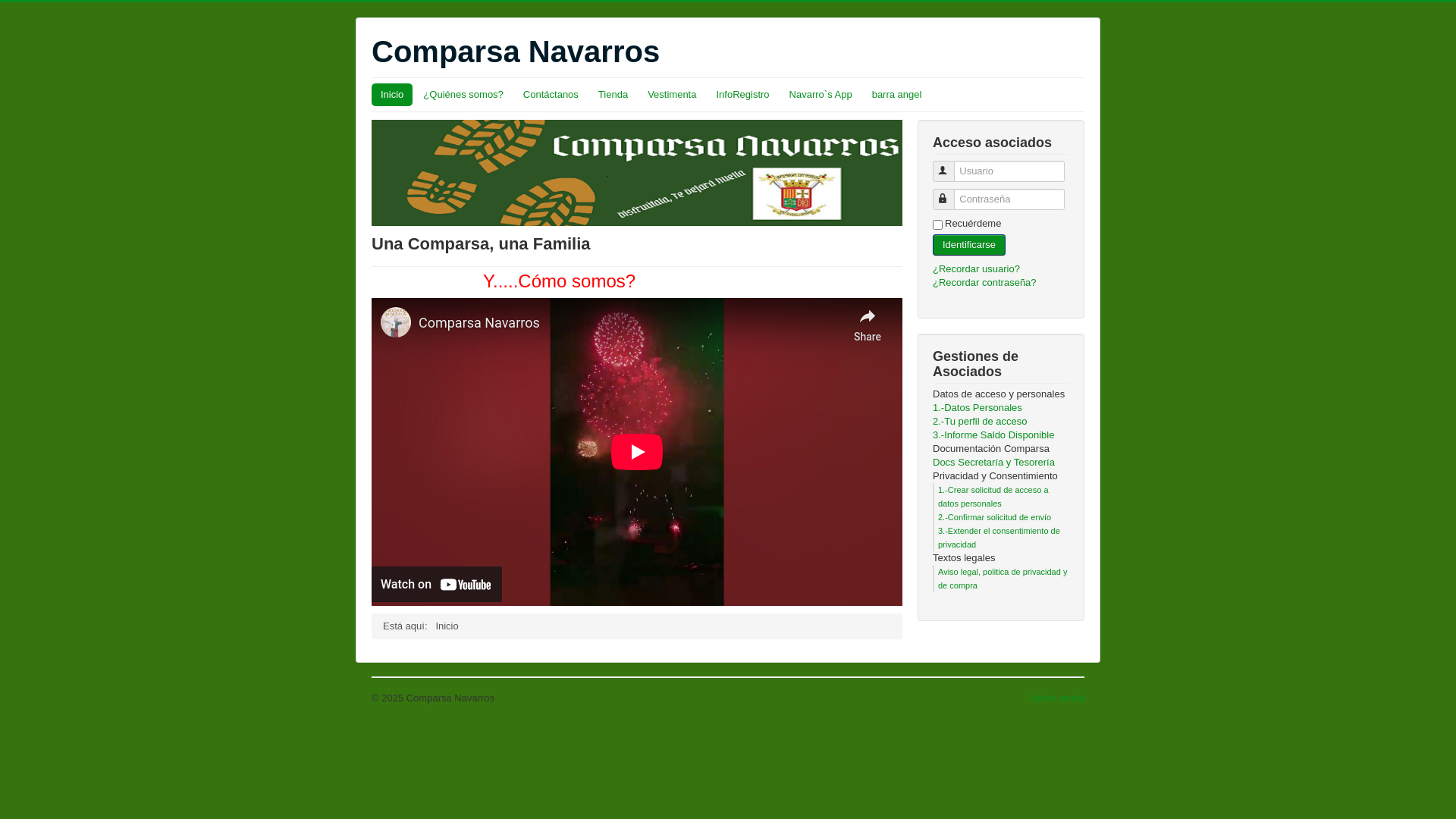 website screenshot of https://comparsanavarros.com/