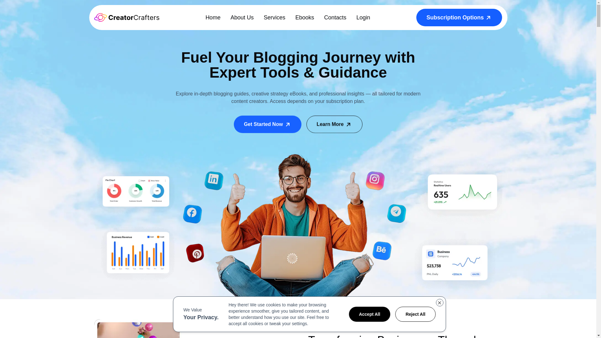 website screenshot of https://creatorcrafters.com/