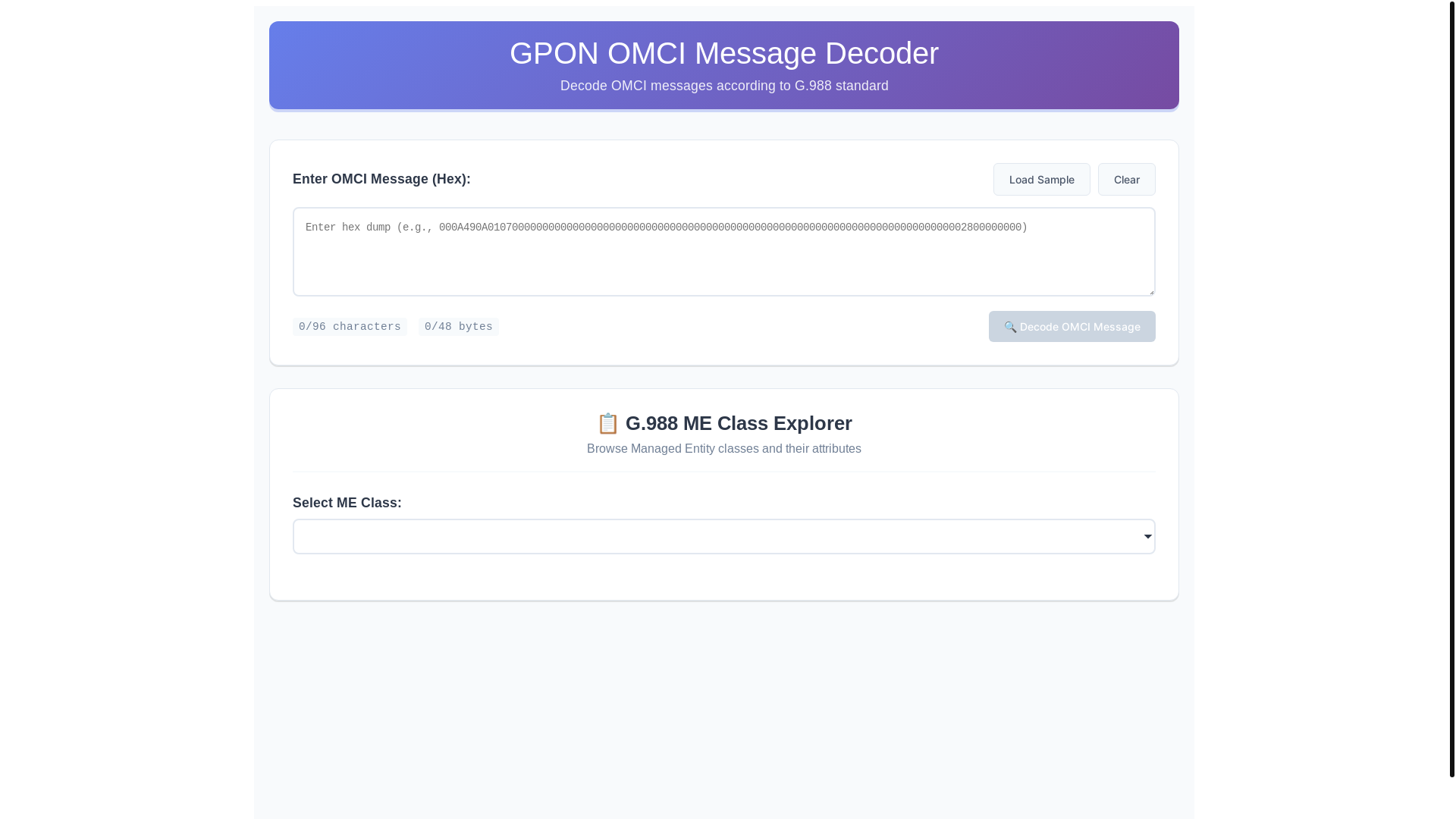 website screenshot of https://omci-decoder.pages.dev/