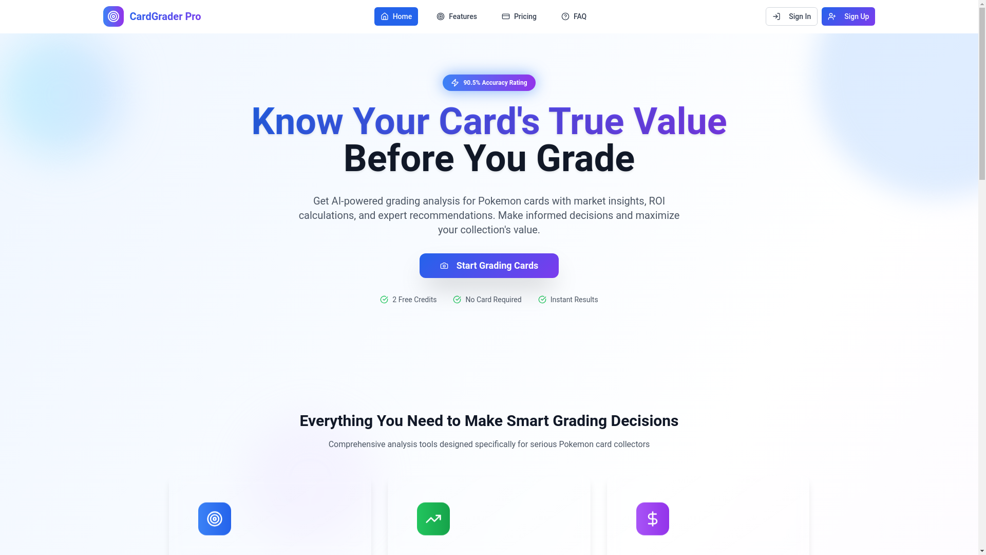 website screenshot of https://cardgrader-ai.com/