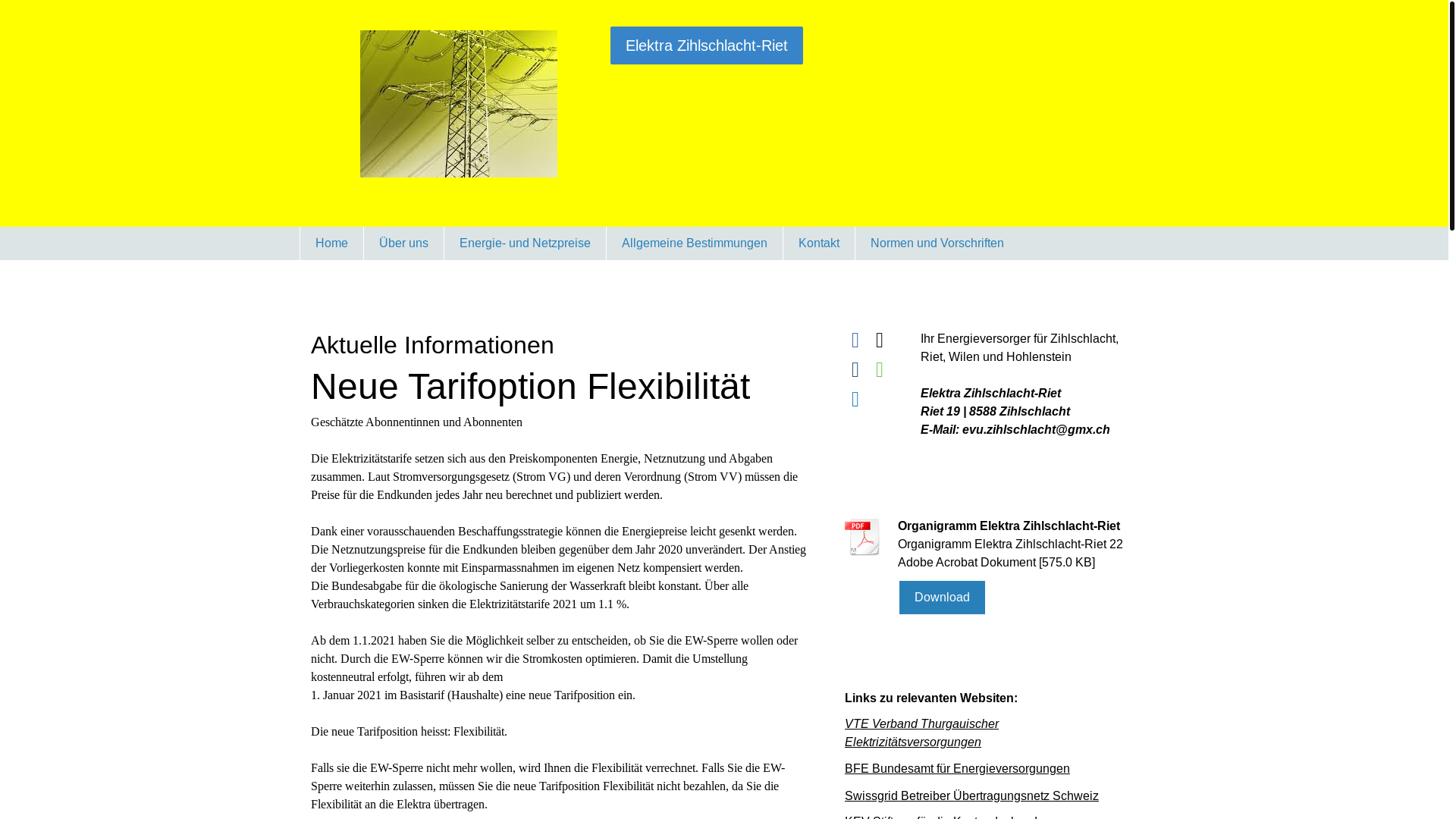 website screenshot of https://elektra-zihlschlacht.ch/