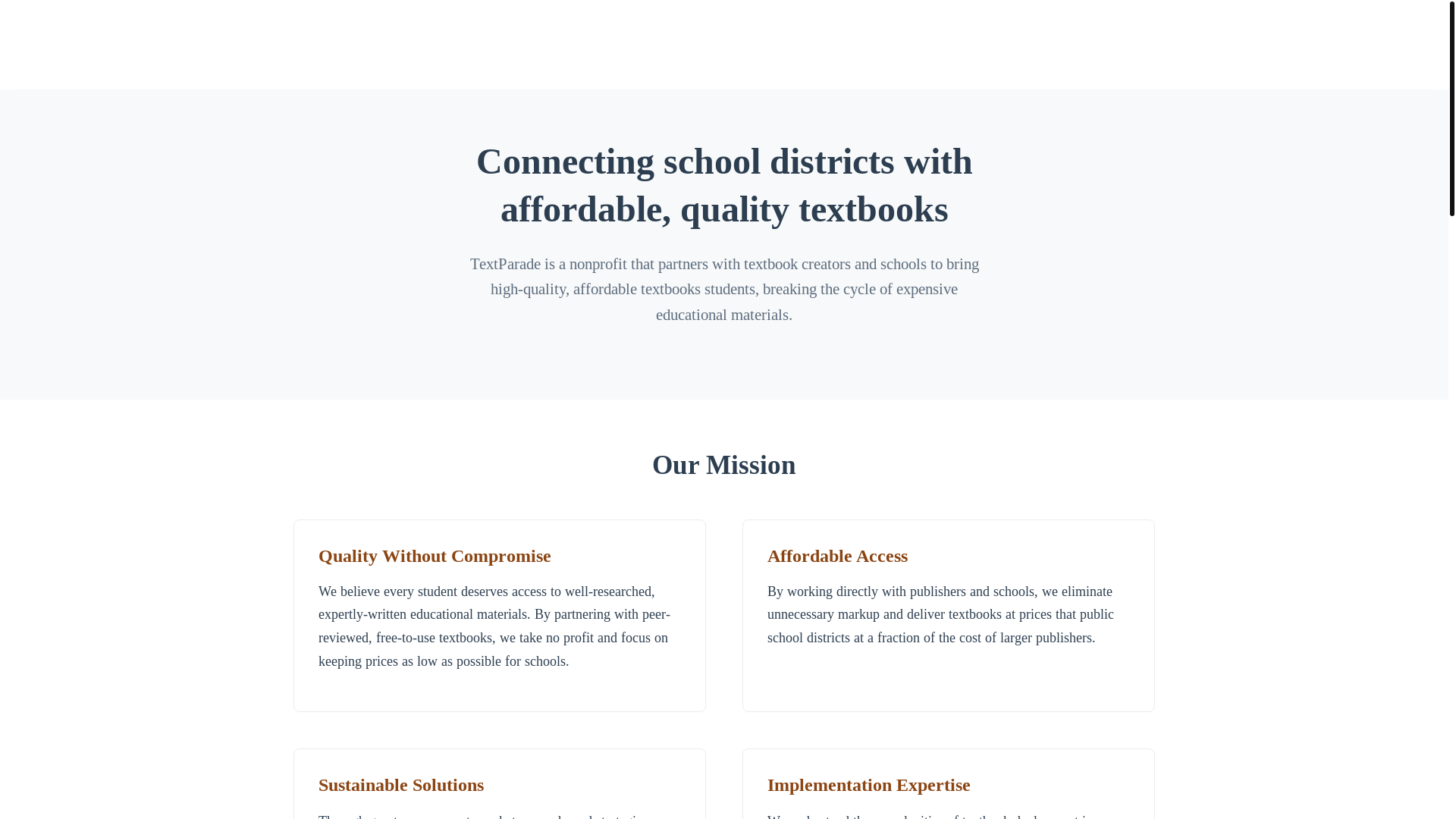 website screenshot of https://textparade.org/