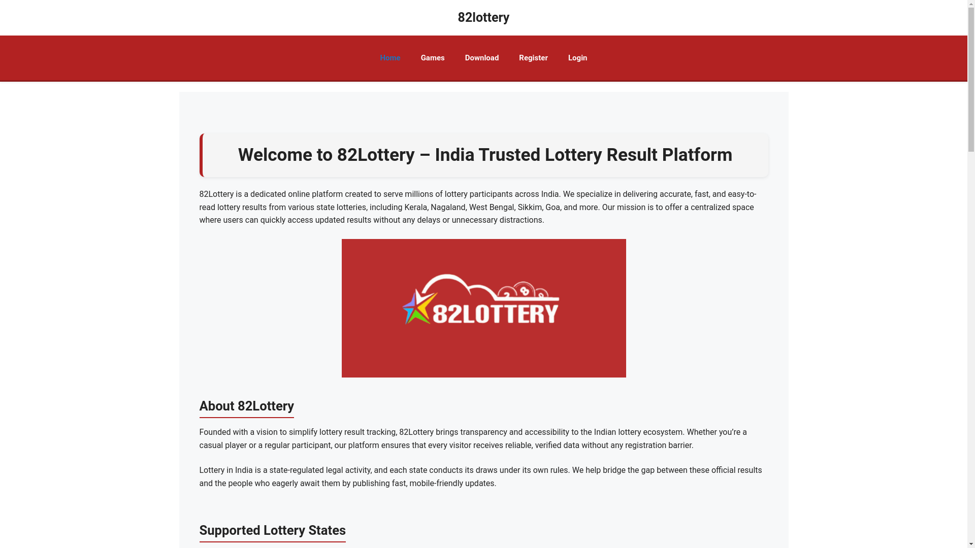 website screenshot of https://82lotteryindia.net/