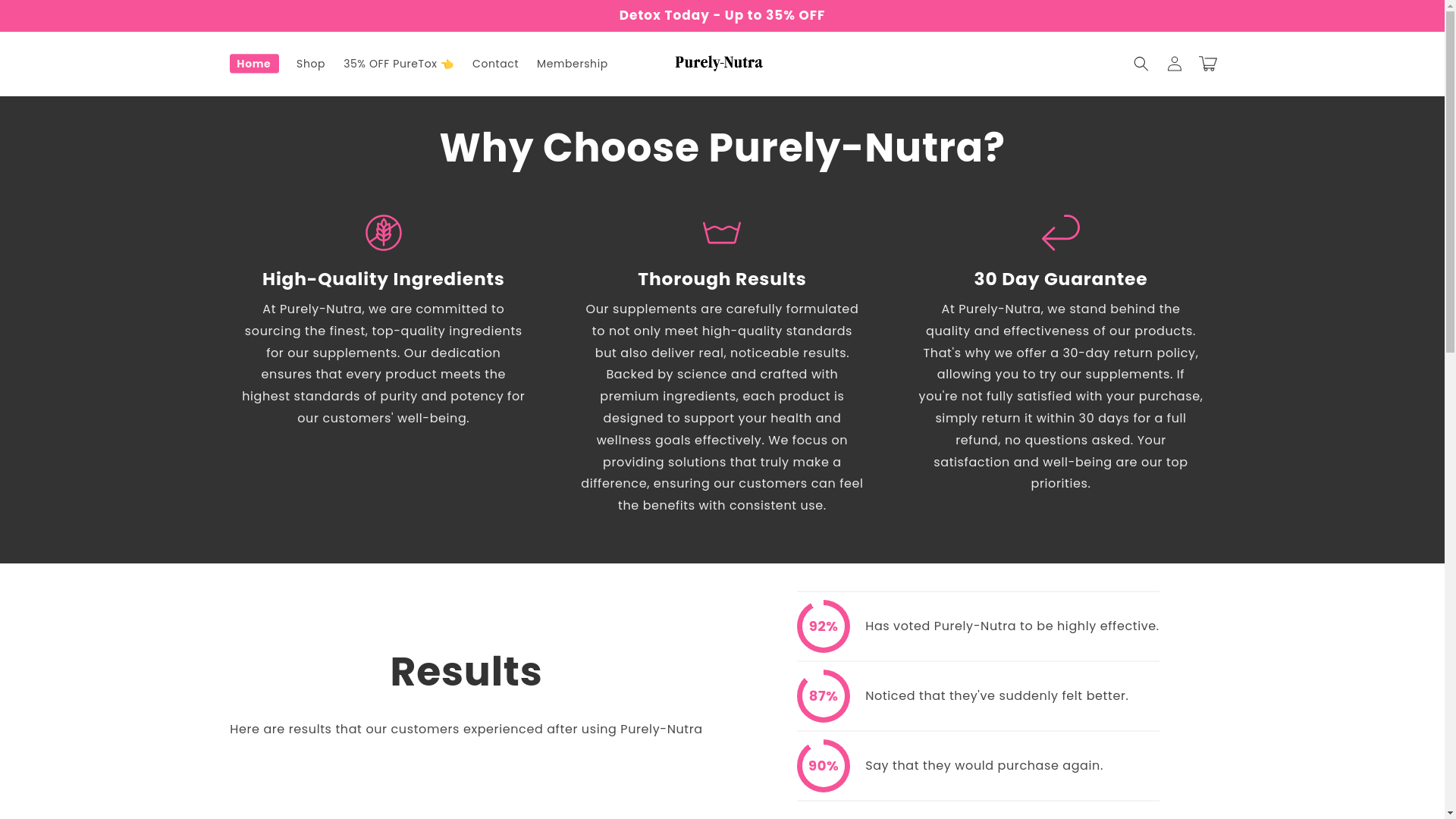 website screenshot of https://purely-nutra.com/