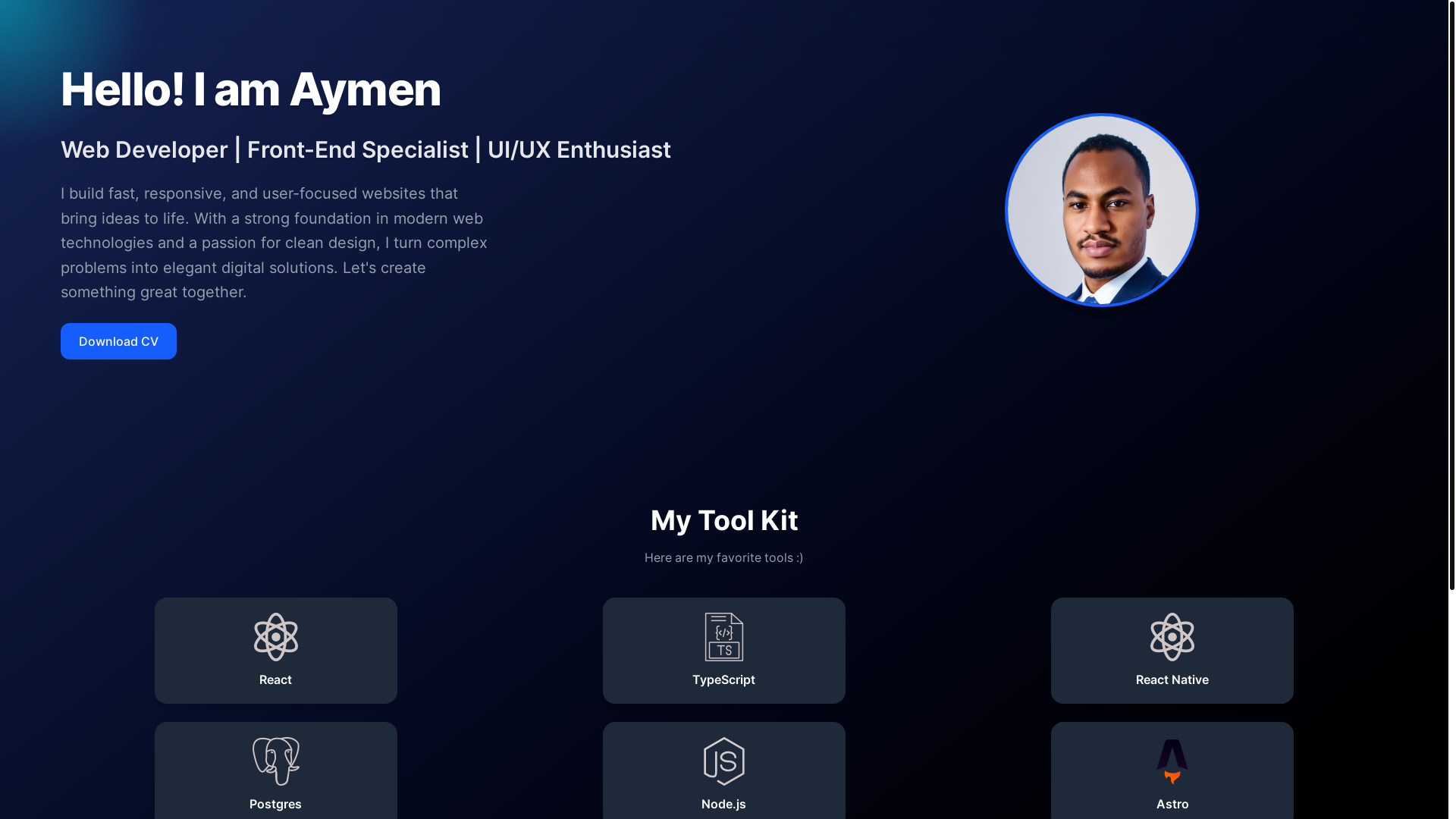 website screenshot of https://www.aymenwdev.com/