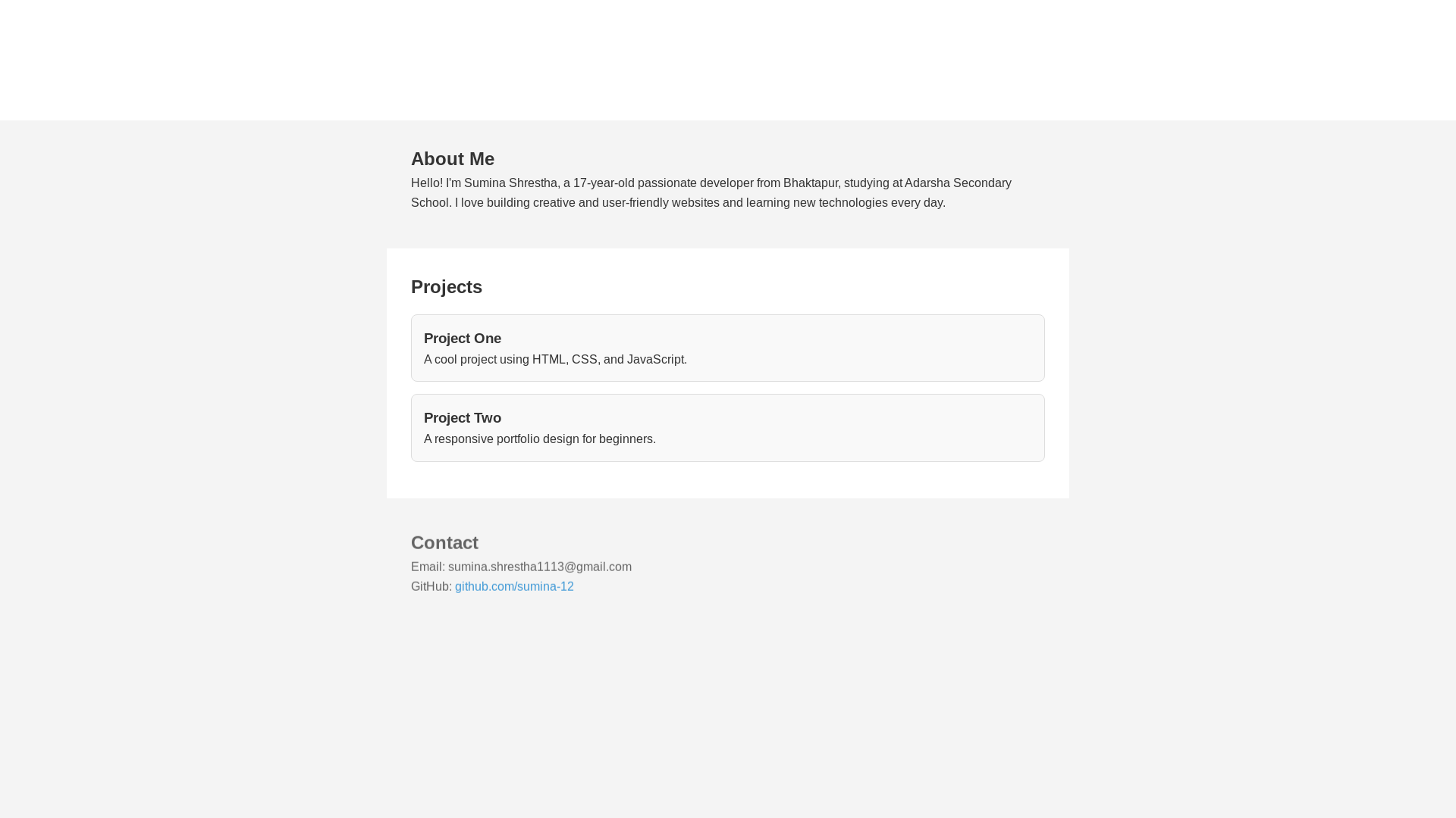 website screenshot of https://sumina-shrestha.com.np/
