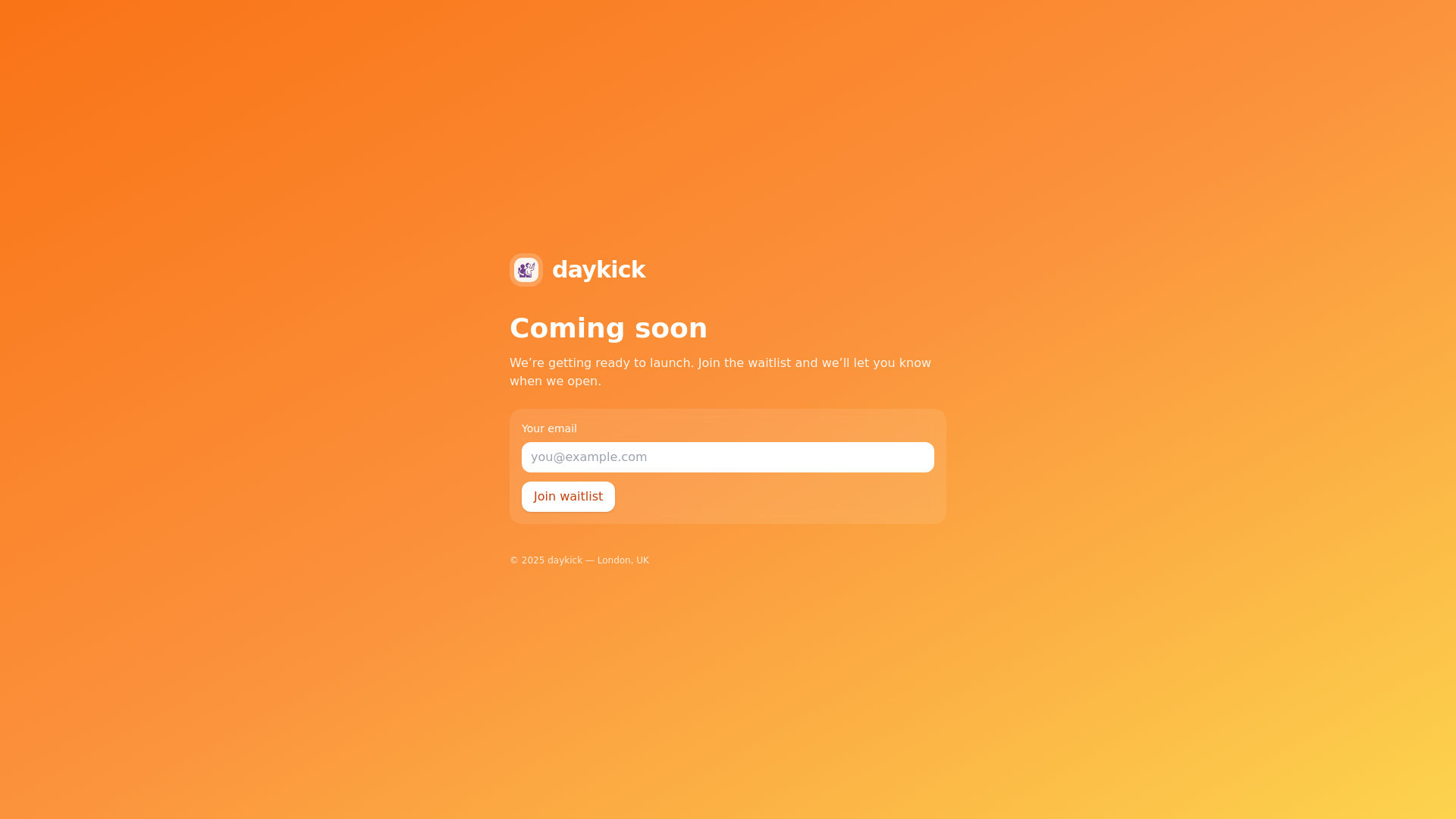 website screenshot of https://daykick.app/