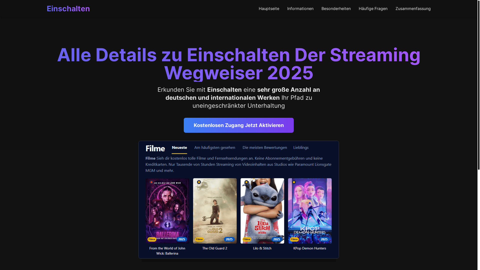 website screenshot of https://einschalten-29id.pages.dev/