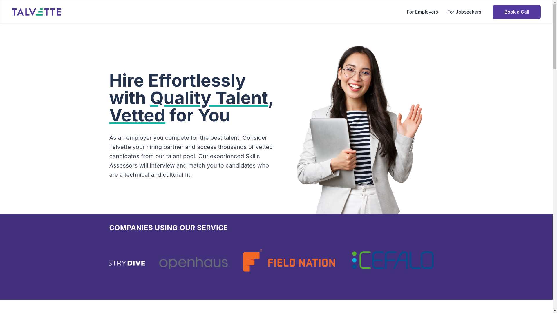 website screenshot of https://talvetteasia.com/