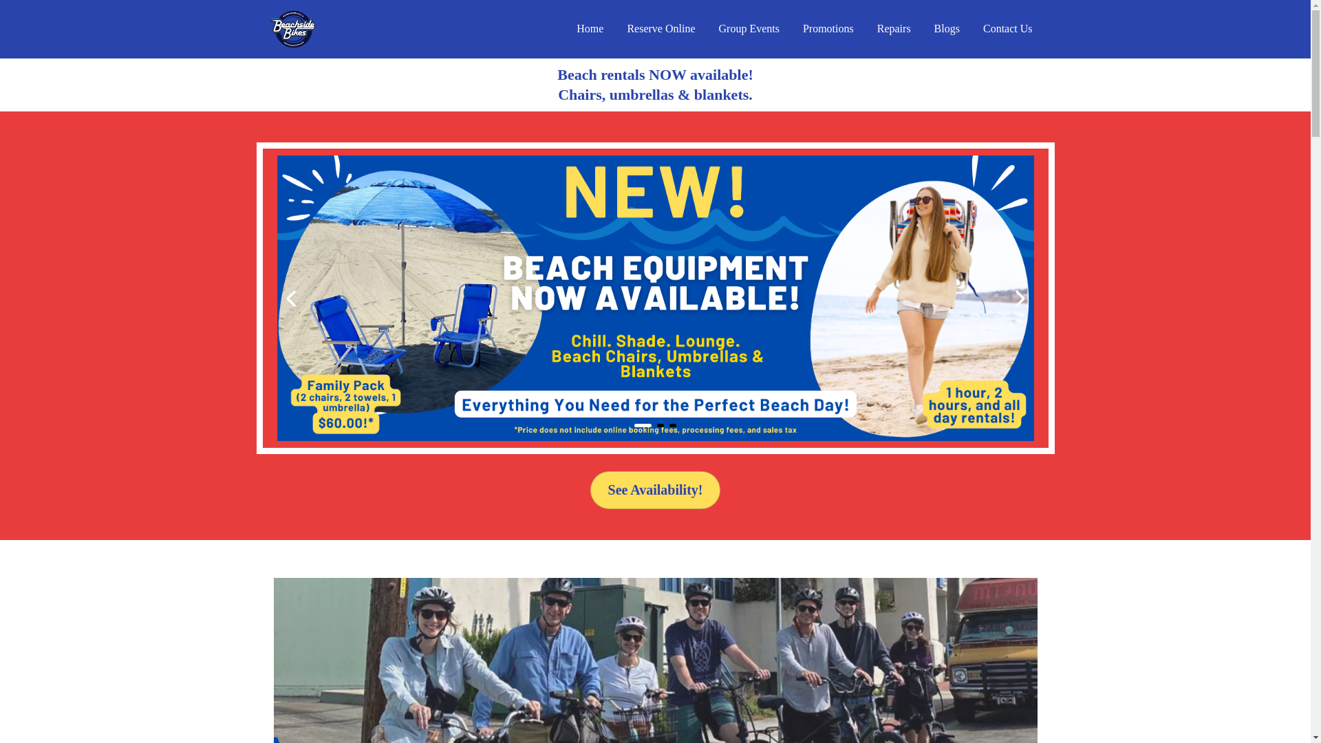 website screenshot of https://beachsidebikerental.com/