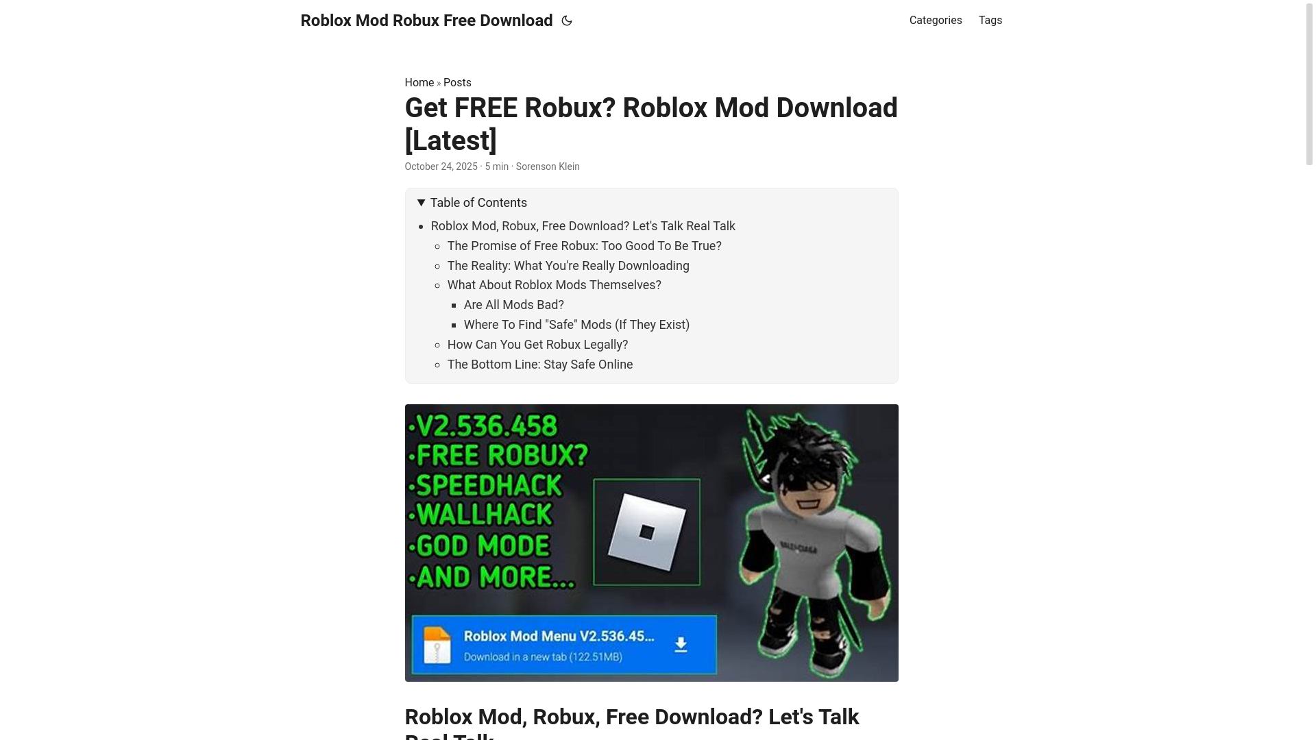 website screenshot of https://roblox-mod-robux-free-download.pages.dev/