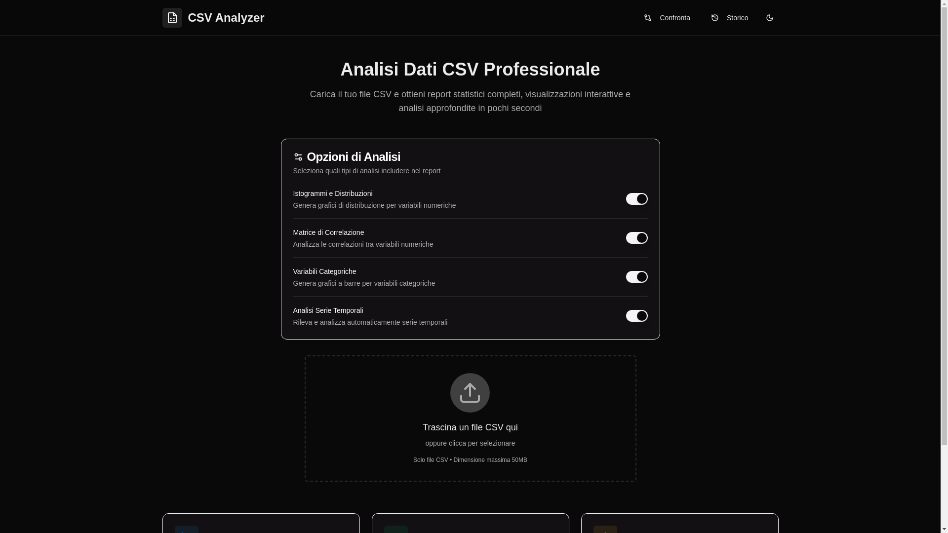 website screenshot of https://csvanalyzerai.com/