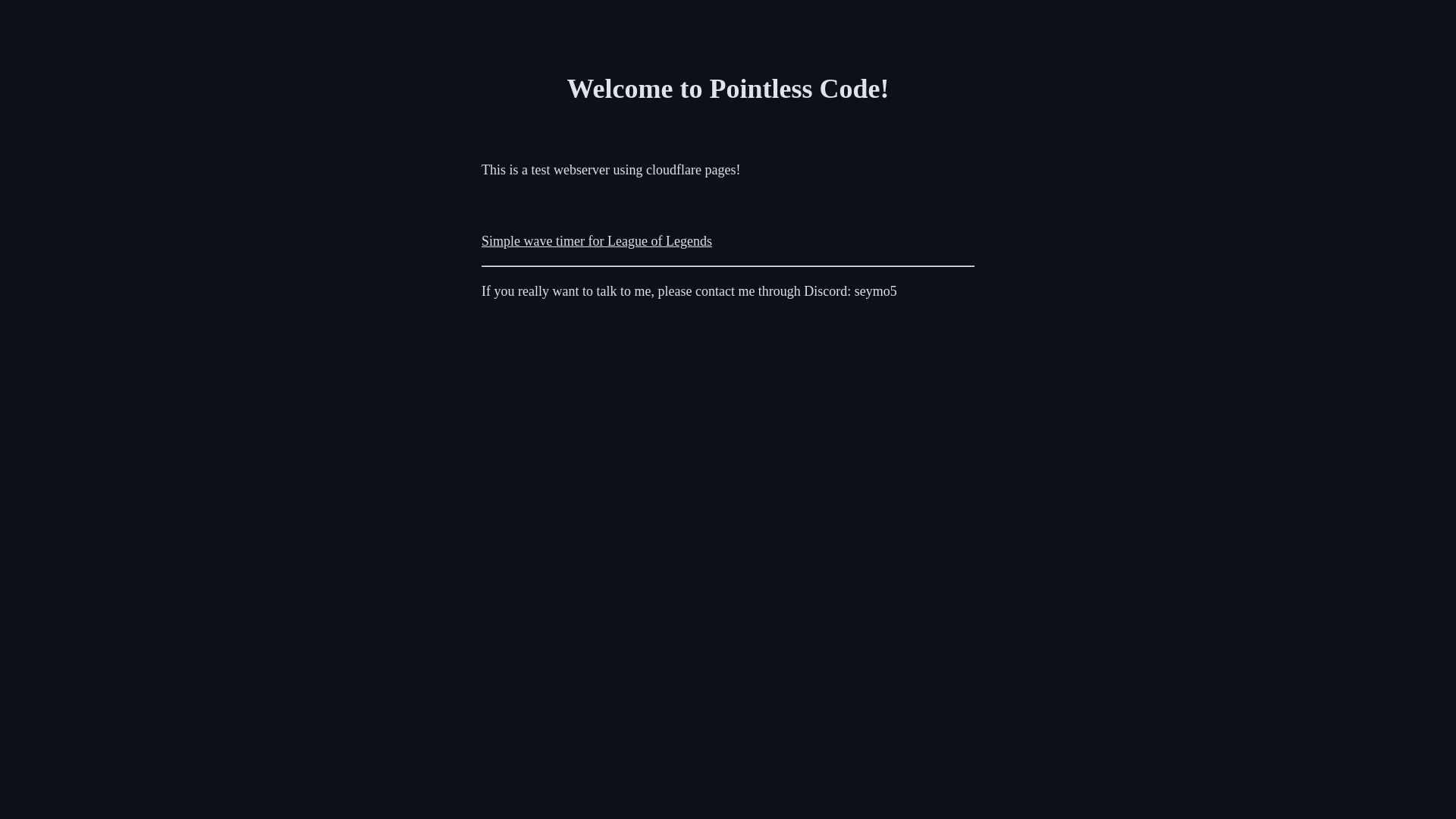 website screenshot of https://pointlesscode.win/
