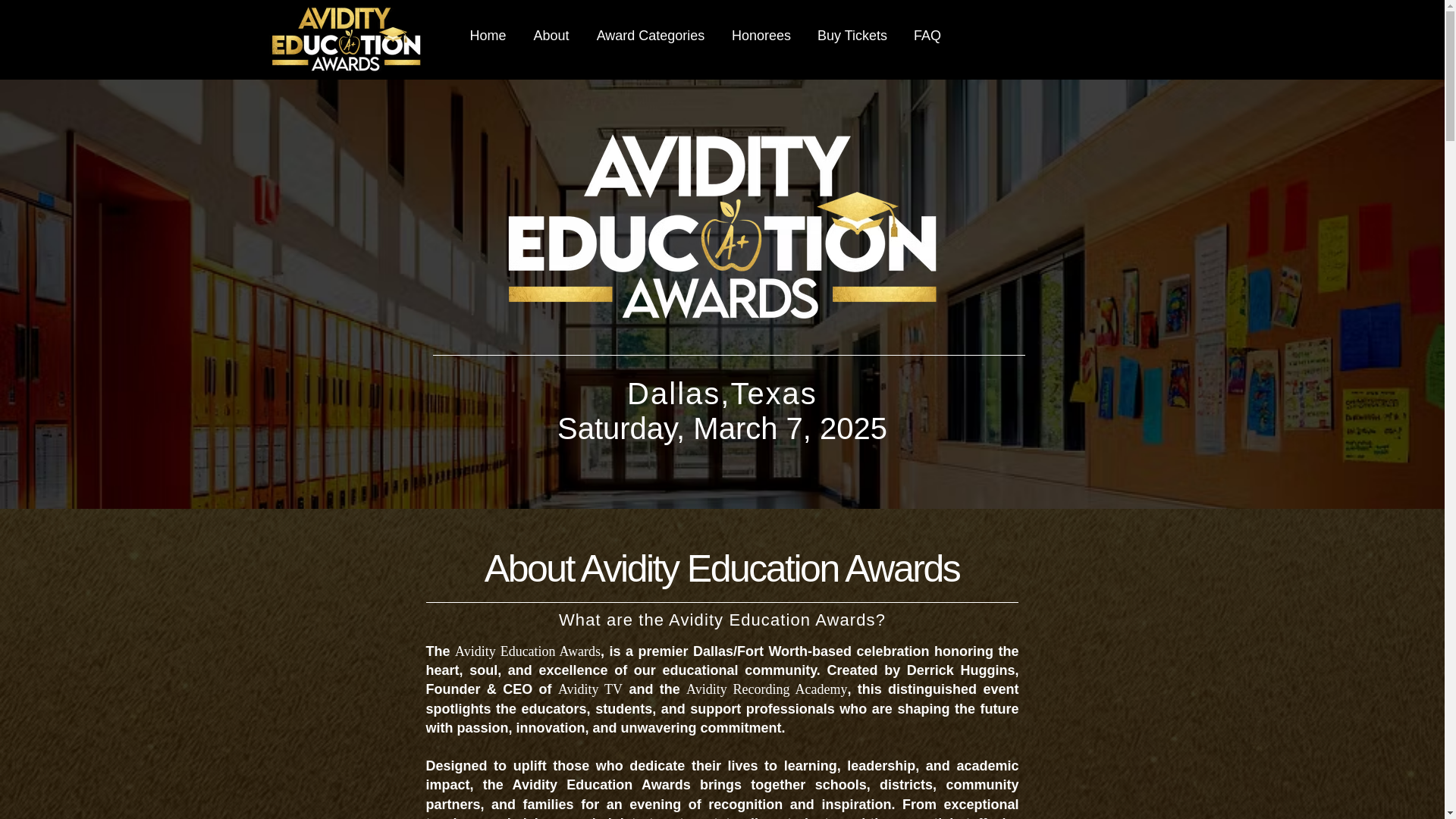 website screenshot of https://avidityeducationawards.com/