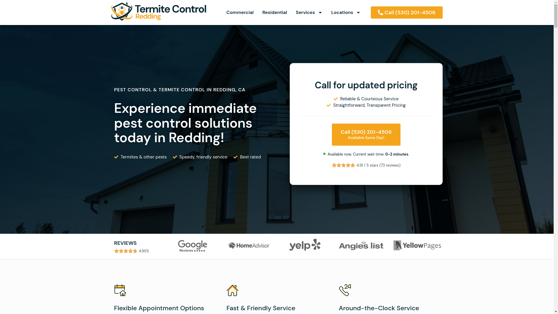 website screenshot of https://reddingtermite.com/