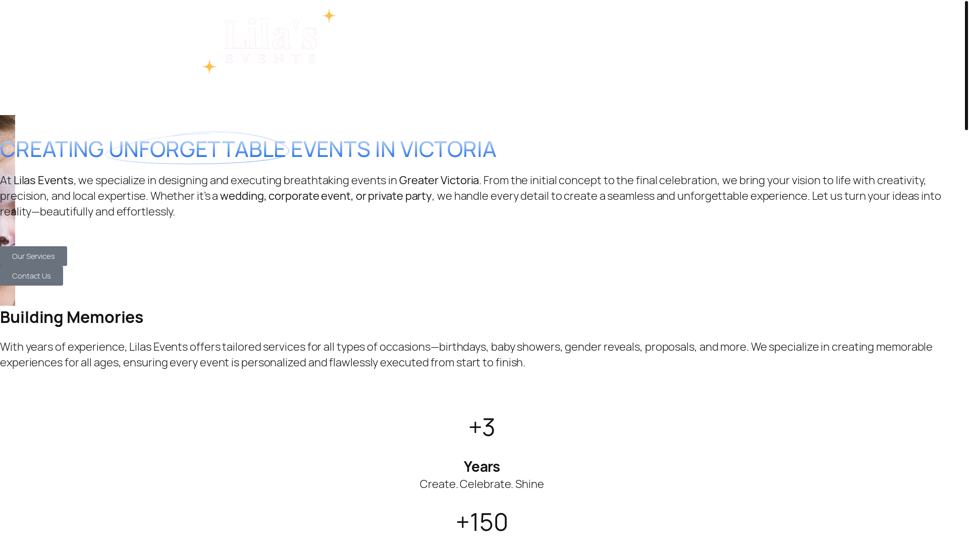 website screenshot of https://lilasevents.ca/