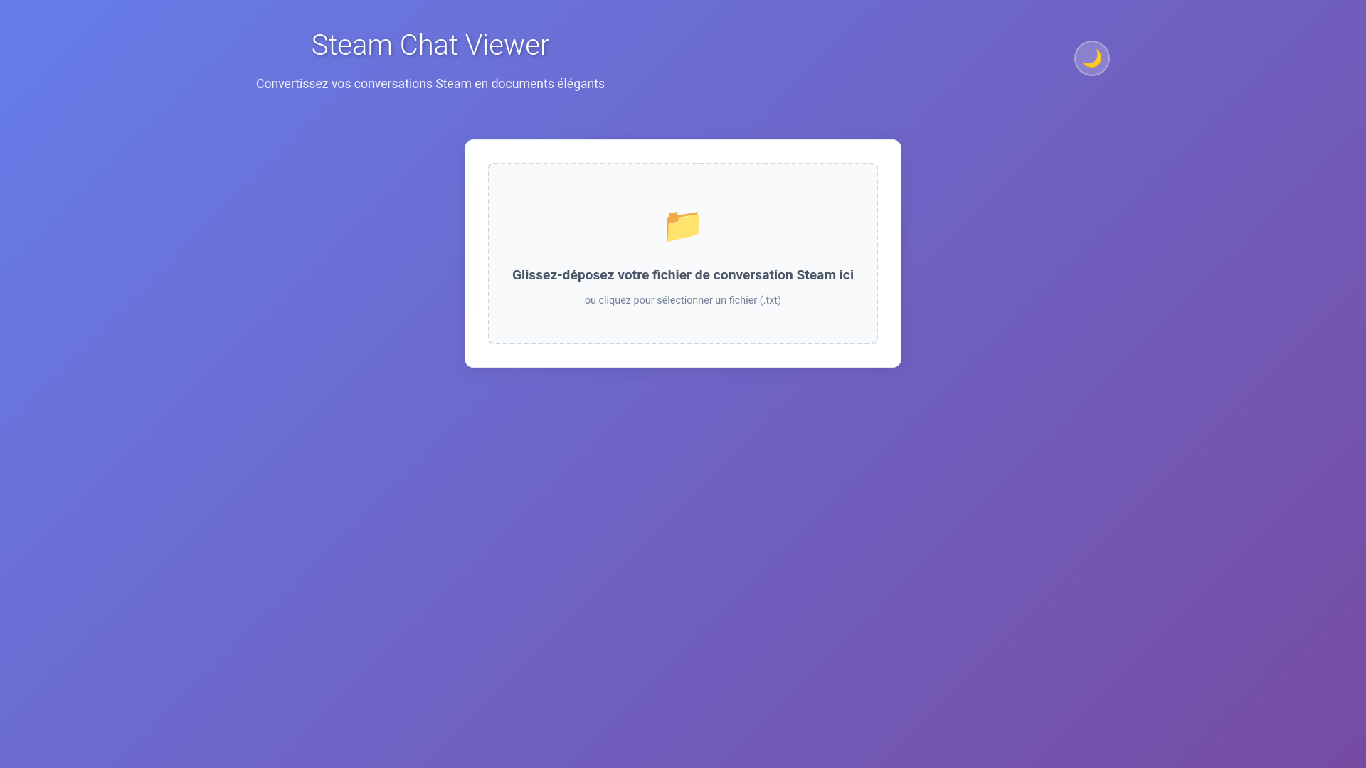 website screenshot of https://steamchatviewer.pages.dev/