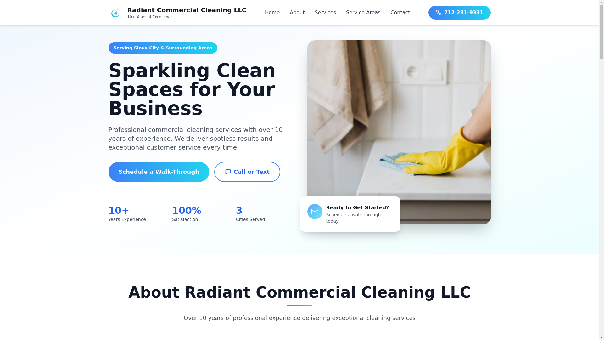 website screenshot of https://radiantcleaningllc.org/