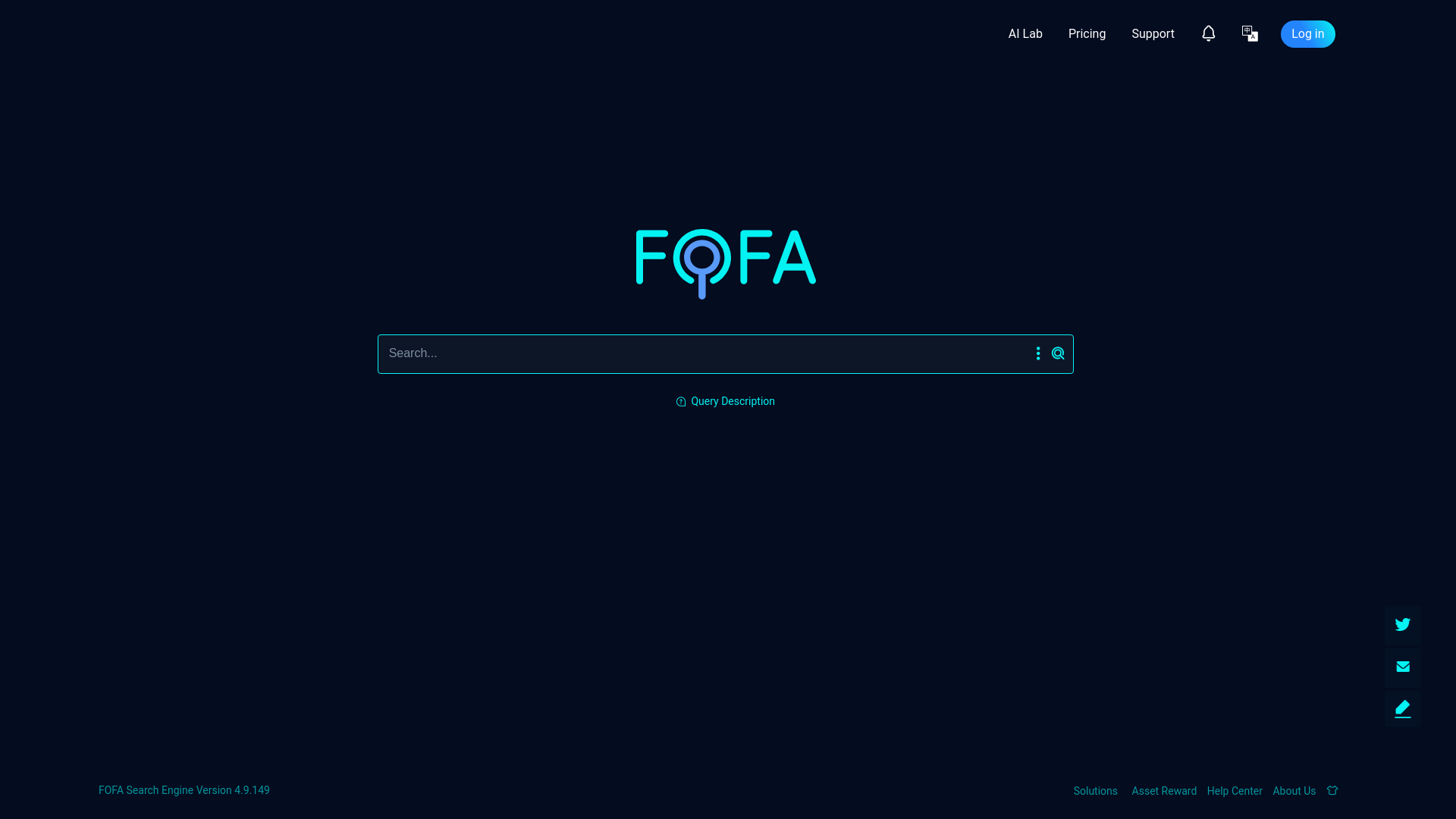 website screenshot of https://fofa.info/