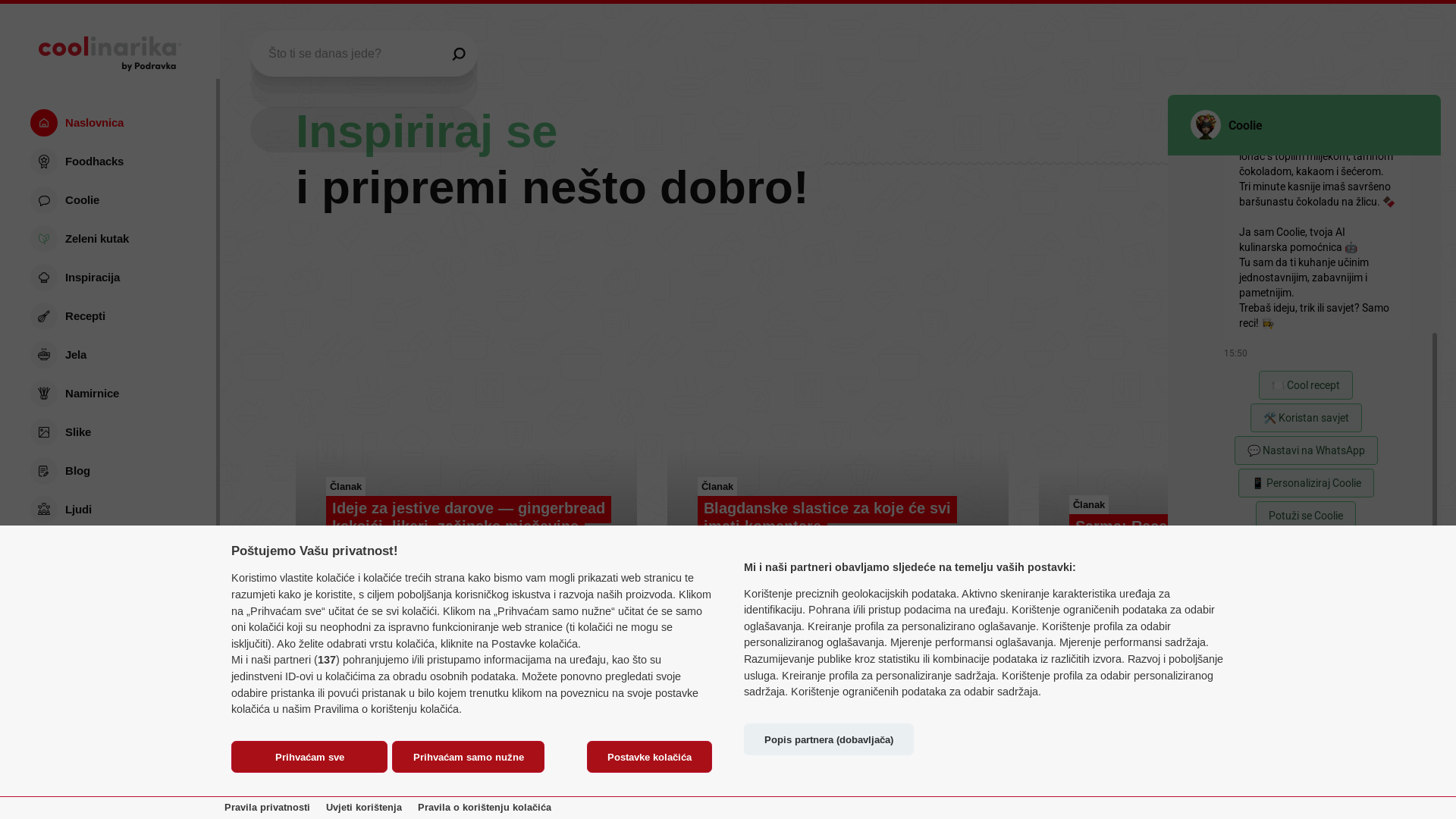 website screenshot of https://www.coolinarika.com/