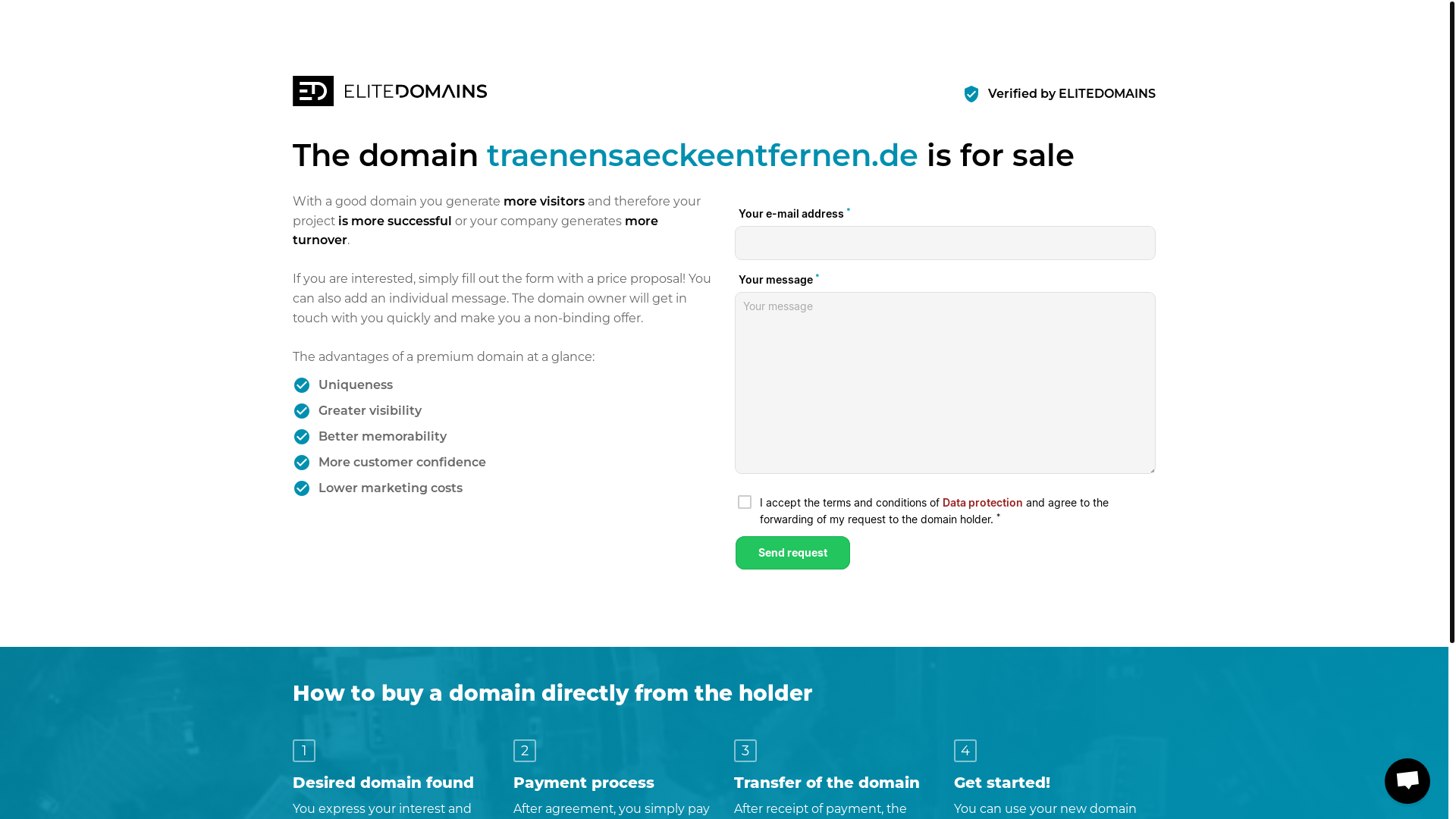 website screenshot of https://traenensaeckeentfernen.de/