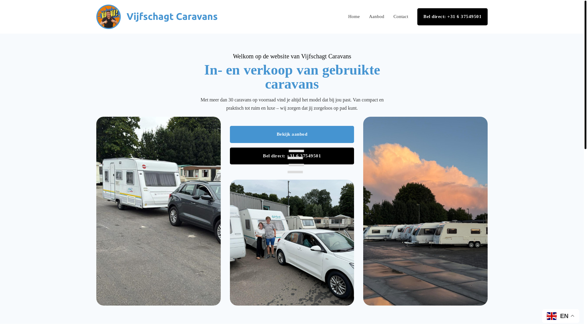 website screenshot of https://vijfschagtcaravans.nl/