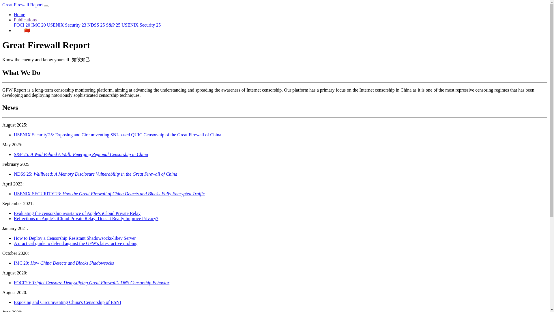 website screenshot of https://gfw.report/