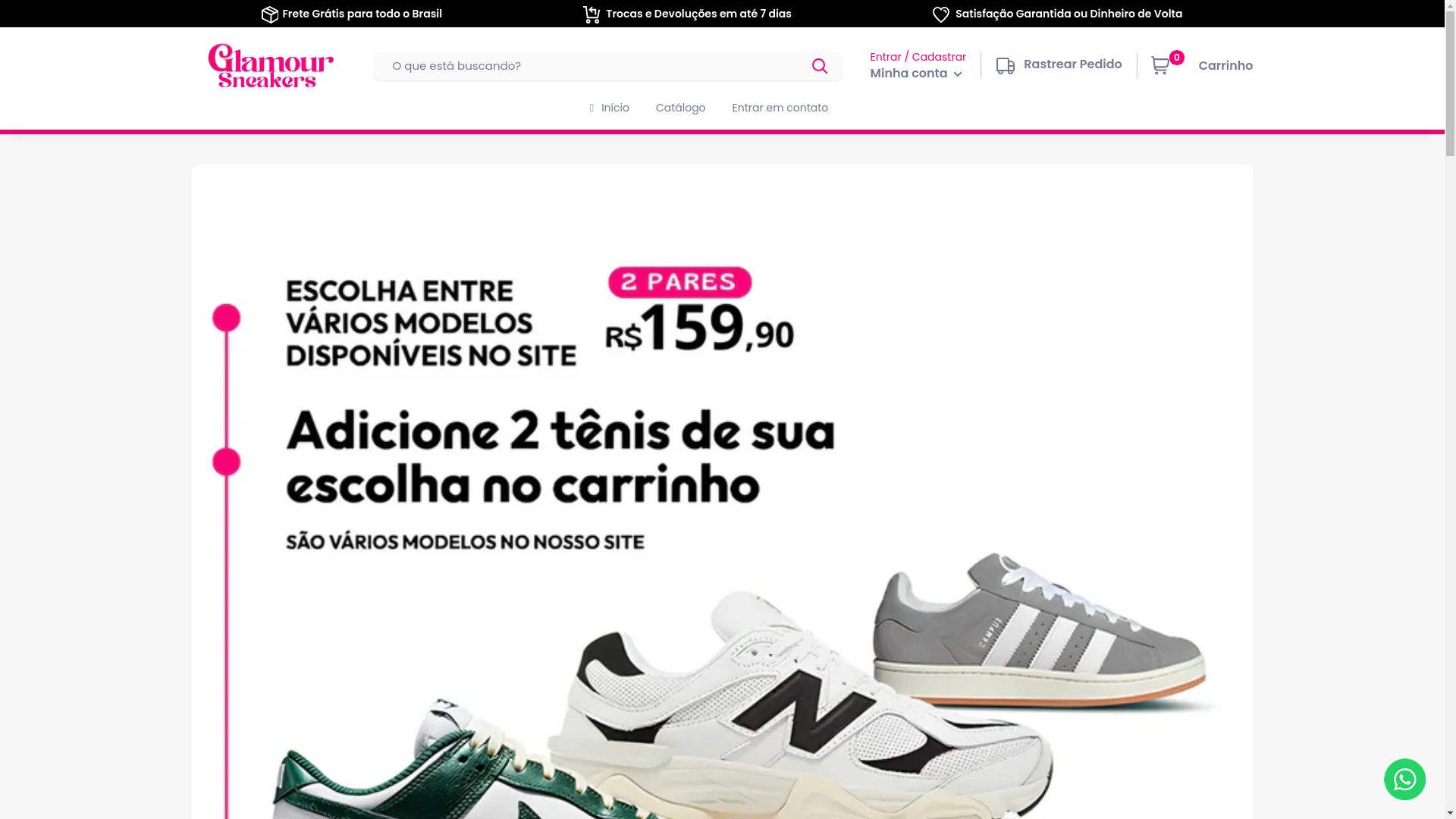 website screenshot of https://glamoursneakersbr.shop/