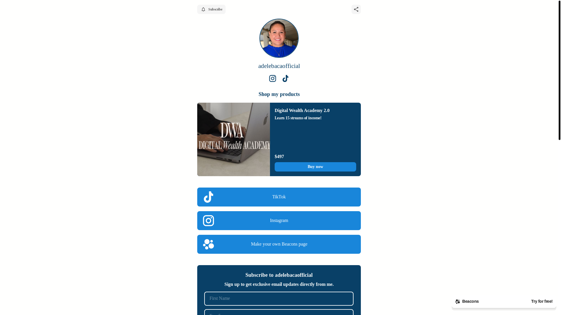 website screenshot of https://adelebacaofficial.store/