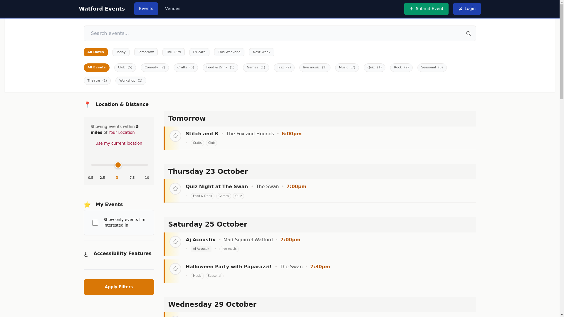 website screenshot of https://watford-events.pages.dev/